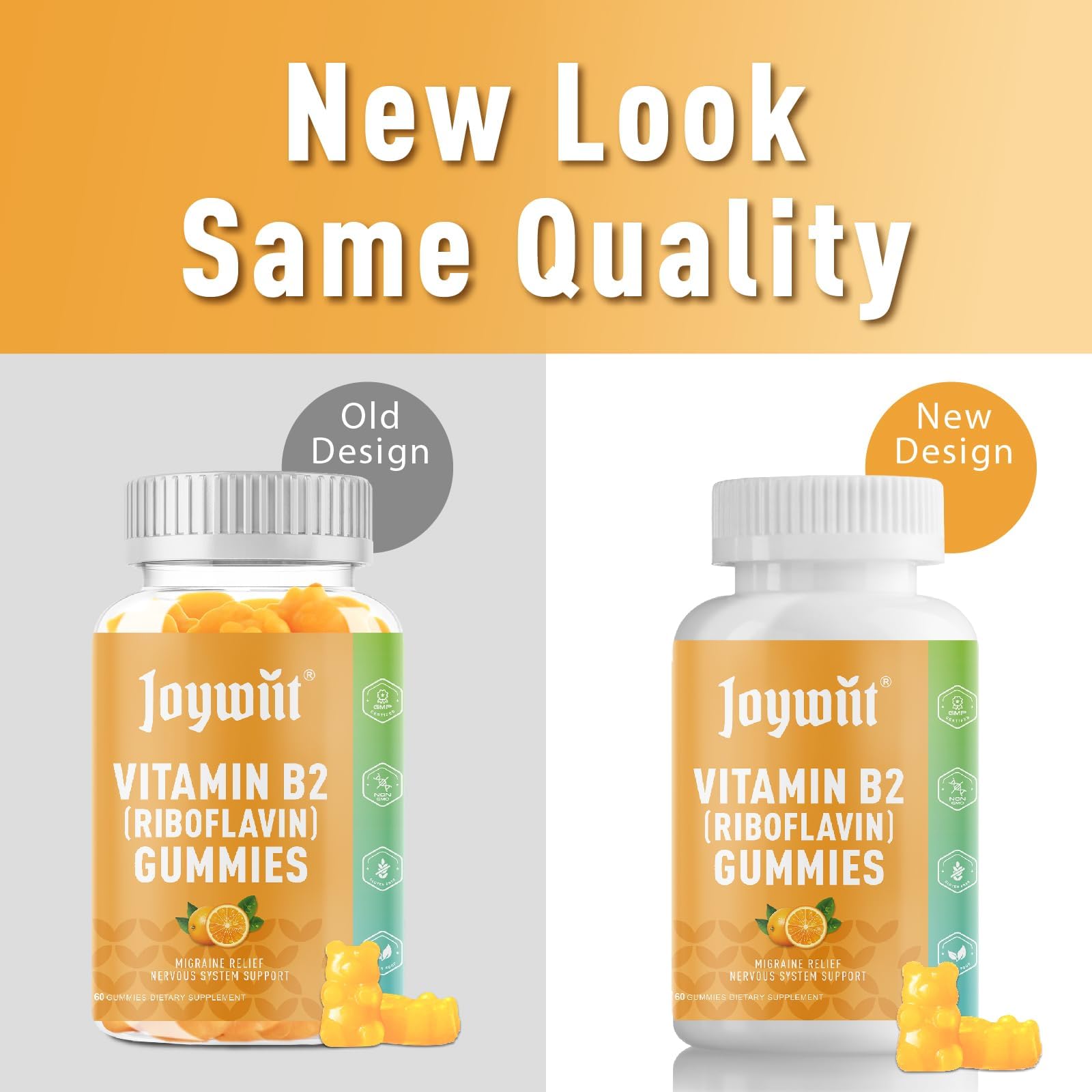 Joywiit Vitamin B2 Gummies | Riboflavin 400mg | B2 Vitamin 400mg Chewable for Adults and Kids, Migraine Relief & Energy and Nervous System Support