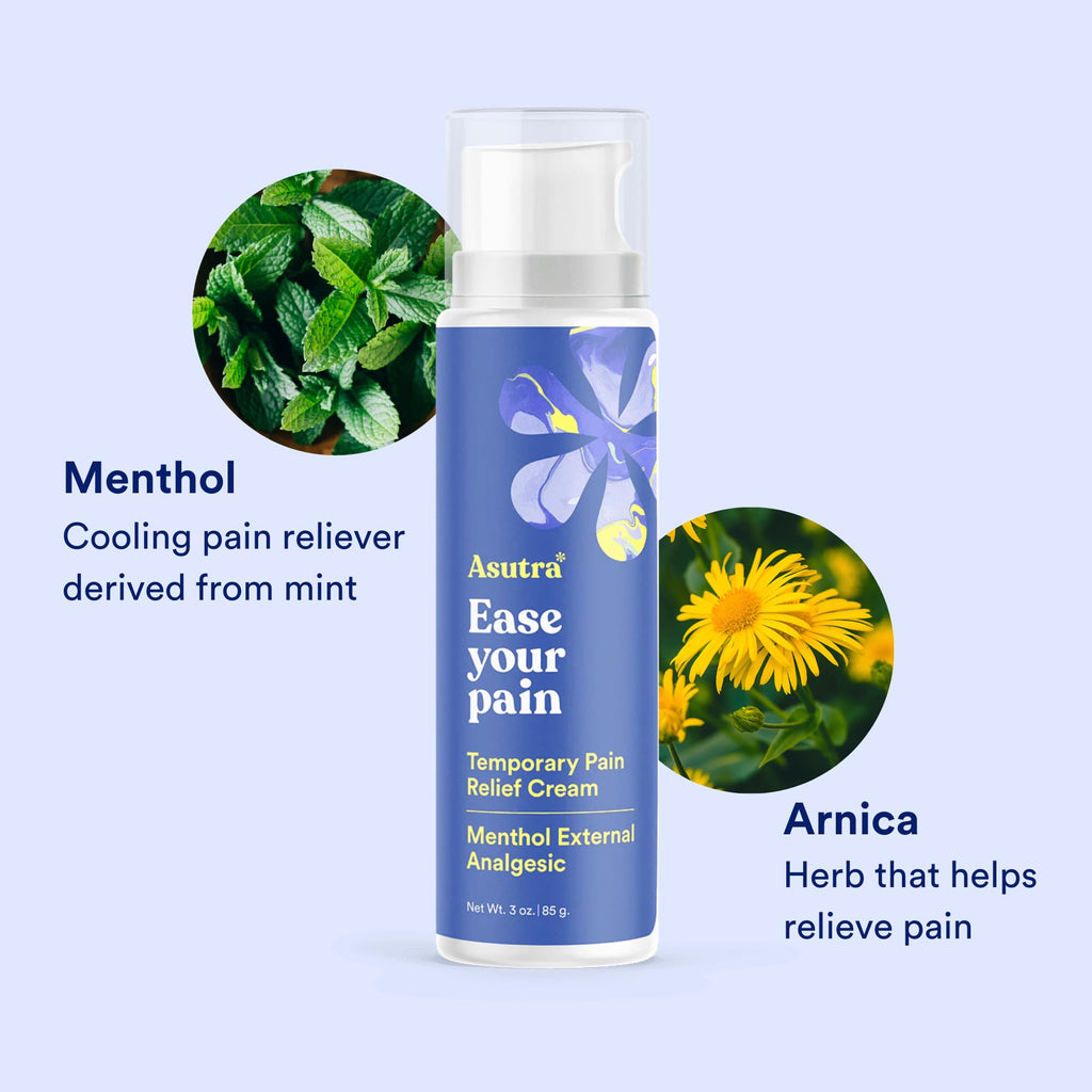 ASUTRA Relief Cream, 3 oz - Cooling Sensation, Temporary Relief from Muscle Discomfort and Soreness, 4% Menthol, Arnica Montana, and Dimethyl Sulfone (MSM) ASUTRA Au supplements
