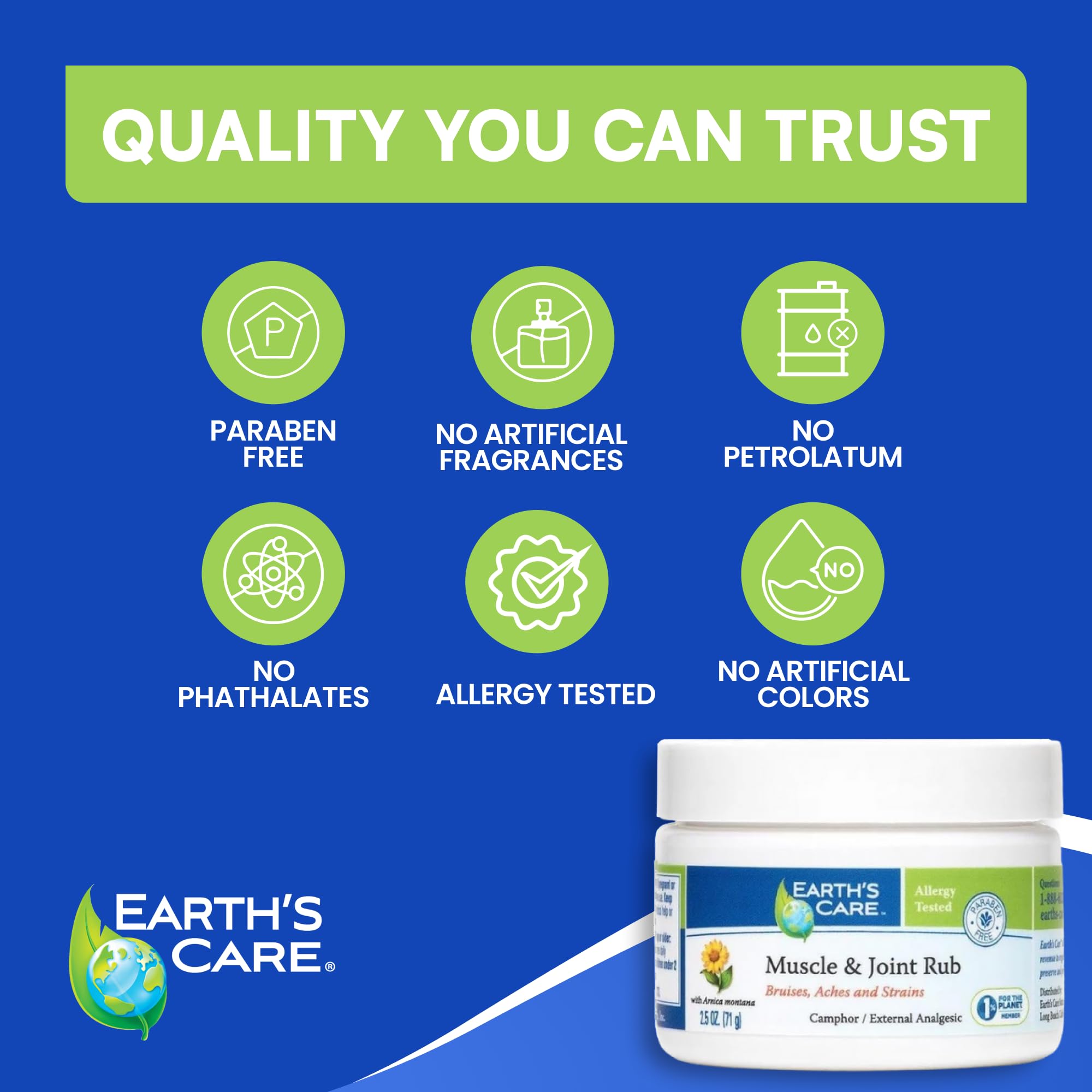 Earth's Care Muscle & Joint Rub - for Sore Muscles, Bruises, Aches and Strains - 2.5 OZ. Earth's Care Au supplements