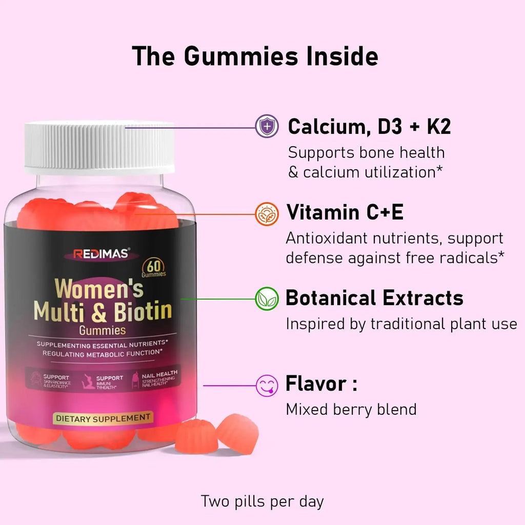 Redimas Multivitamin Gummies for Women, Chewable Adult Vitamin with Vitamins A, B, C, D, E, and Biotin, Gummy Format for Everyday Nutrient Inclusion Redimas Au supplements