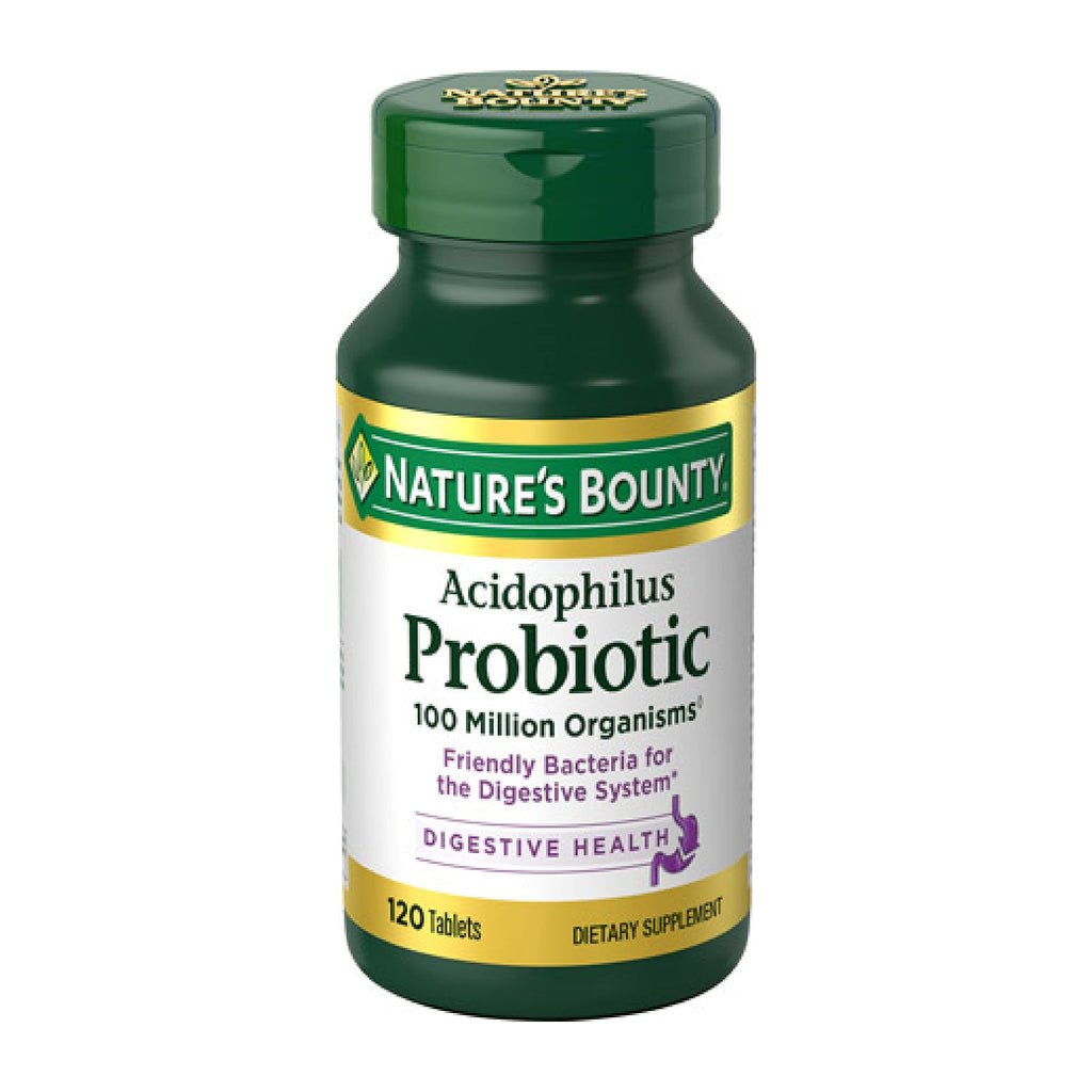 Nature's Bounty Lactobacillus Acidophilus Probiotic Supplement - Daily Probiotic for Women/Men Digestive Health, 100 Million Organisms, Vegetarian, 1 Serving per Day, 120 Tablets Nature's Bounty Au supplements