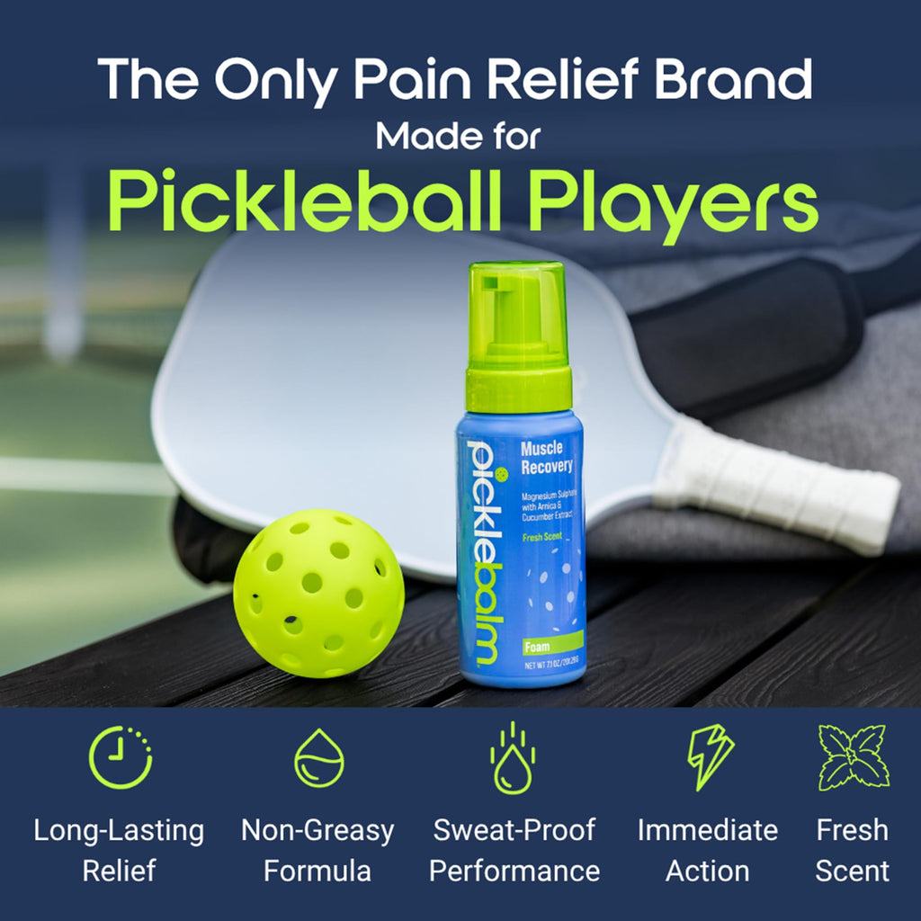 PickleBalm Pickleball Post-Game Foam Muscle Cramp Relief and Relaxer with Magnesium Sulphate, Arnica & Cucumber Extract for Pain and Leg Cramps, Sore Muscle Relief, 7.1oz Bottle PickleBalm Au supplements