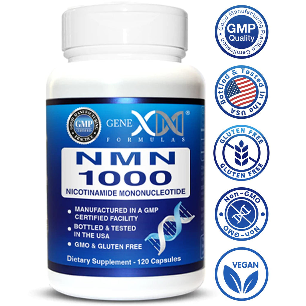 Genex Formulas NMN 1000mg - 99% Pure Shelf Stabilized Supplement Capsules for Increased NAD Levels & Healthy Aging, GMP Certified, 1000mg per Serving, 120 Capsules Genex Formulas Au supplements
