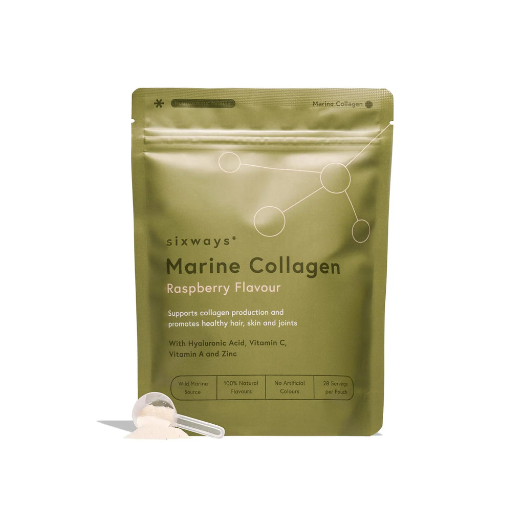 Sixways Wild Marine Collagen Powder, Raspberry Flavour, 28 Servings (150g per pouch Sixways Au supplements