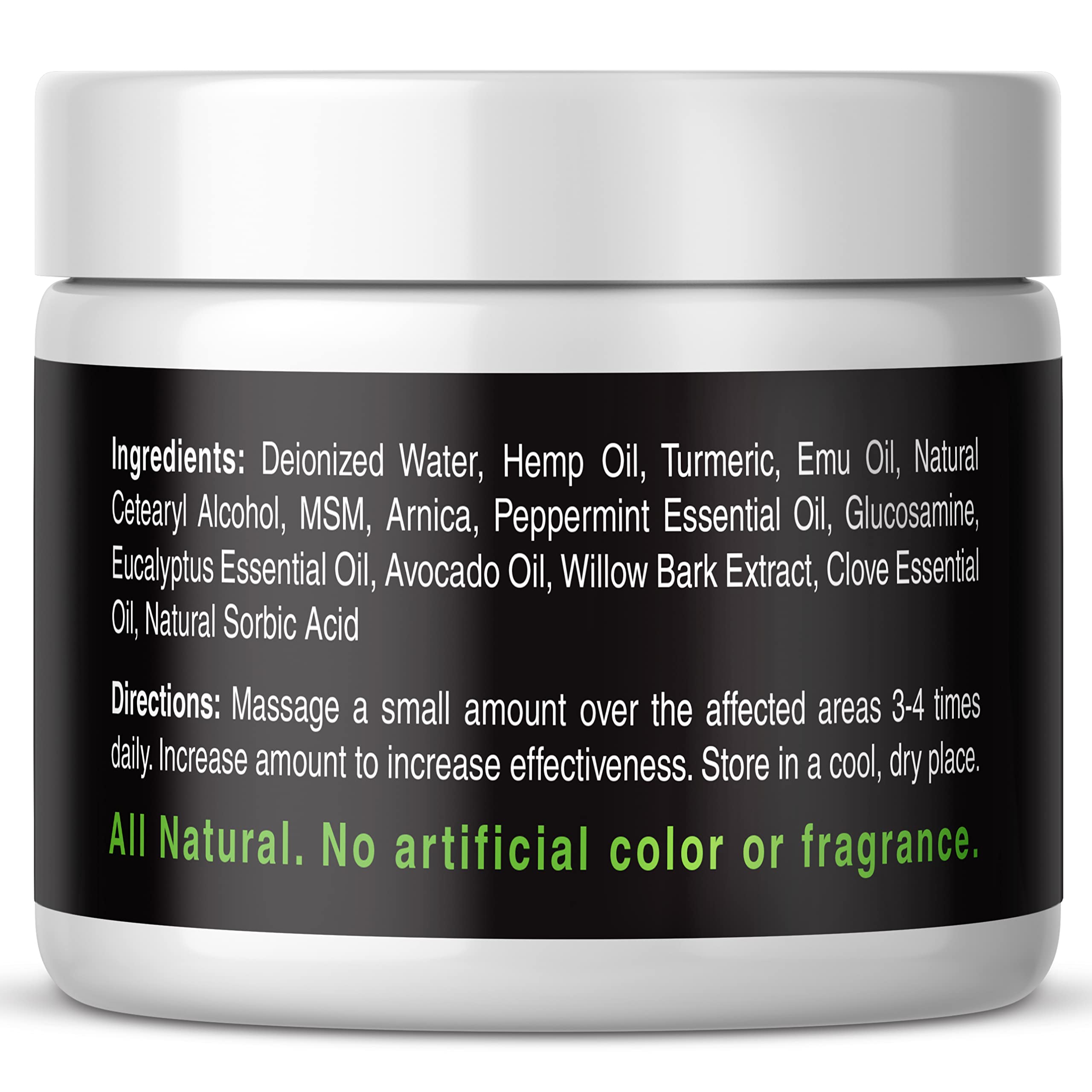 Health Revolution Hemp Arnica Cream Maximum Strength - Soothes Muscles, Joints, Feet, Nerve, Back, Knee, Hip, with Arnica, MSM, Emu, Turmeric - Expertly Formulated 4oz Health Revolution Au supplements
