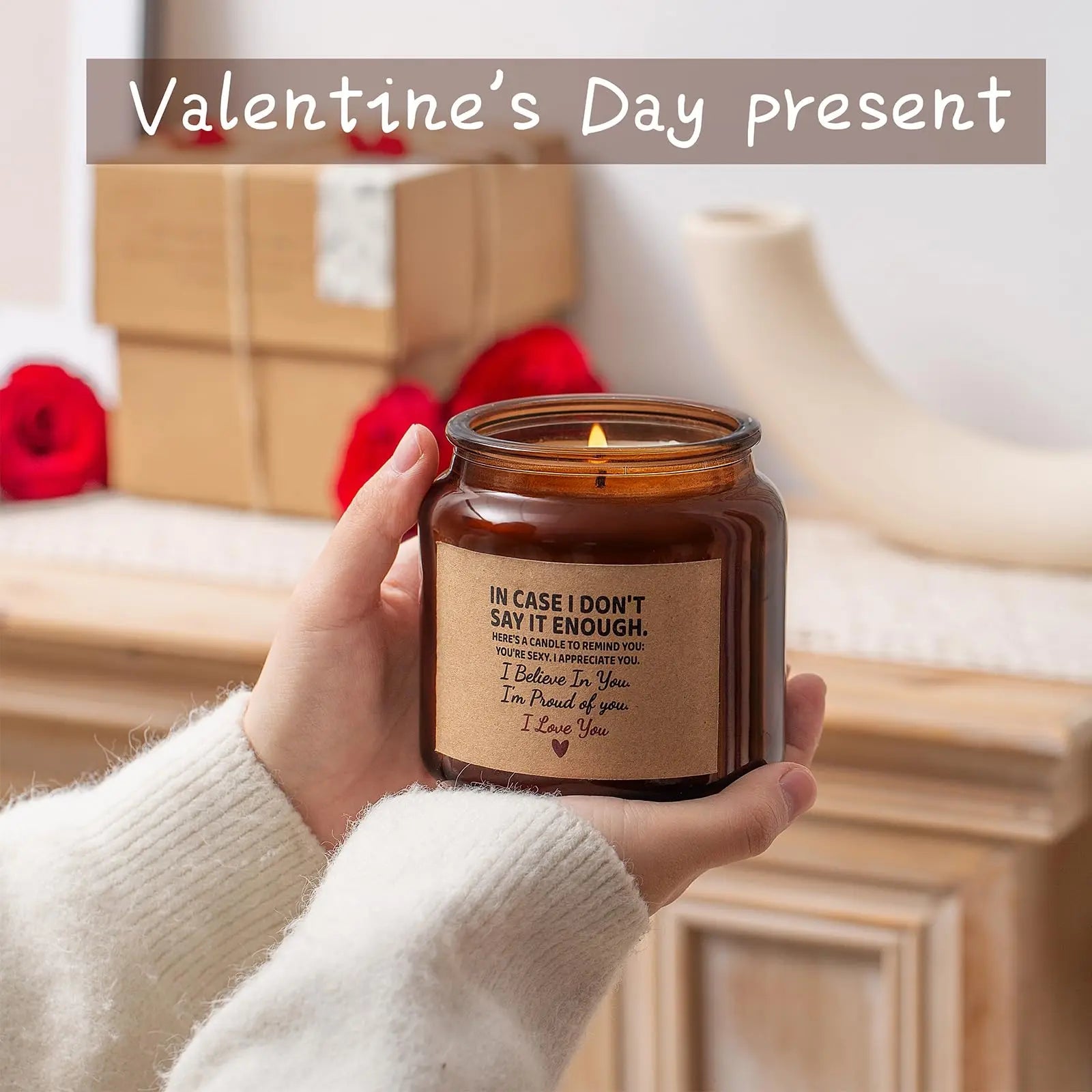 Candle Amber Moss Scented, Valentines Day Gifts for Her Girlfriend Wife, Romantic Anniversary YINUO LIGHT Au supplements