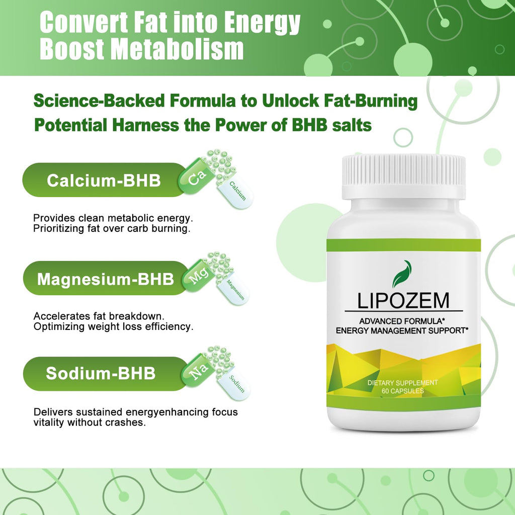 Advanced BHB Supplements, Support Natural Weight Management, Third-Party Tested, Vegan, Gluten Free, Non GMO, 60 Capsules