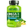 NATURELO Burpless Omega 3 Fish Oil Supplement - 1100mg Triglyceride Omega-3, EPA + DHA, Liquid Fish Oil for Heart, Eye, Brain, Joint Health