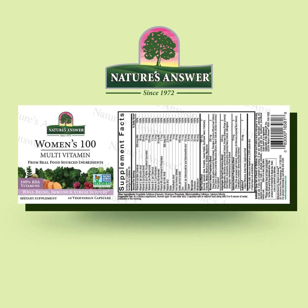 Nature's Answer Women's 100, Multivitamin, 60 Vegetarian Capsules Nature's Answer Au supplements