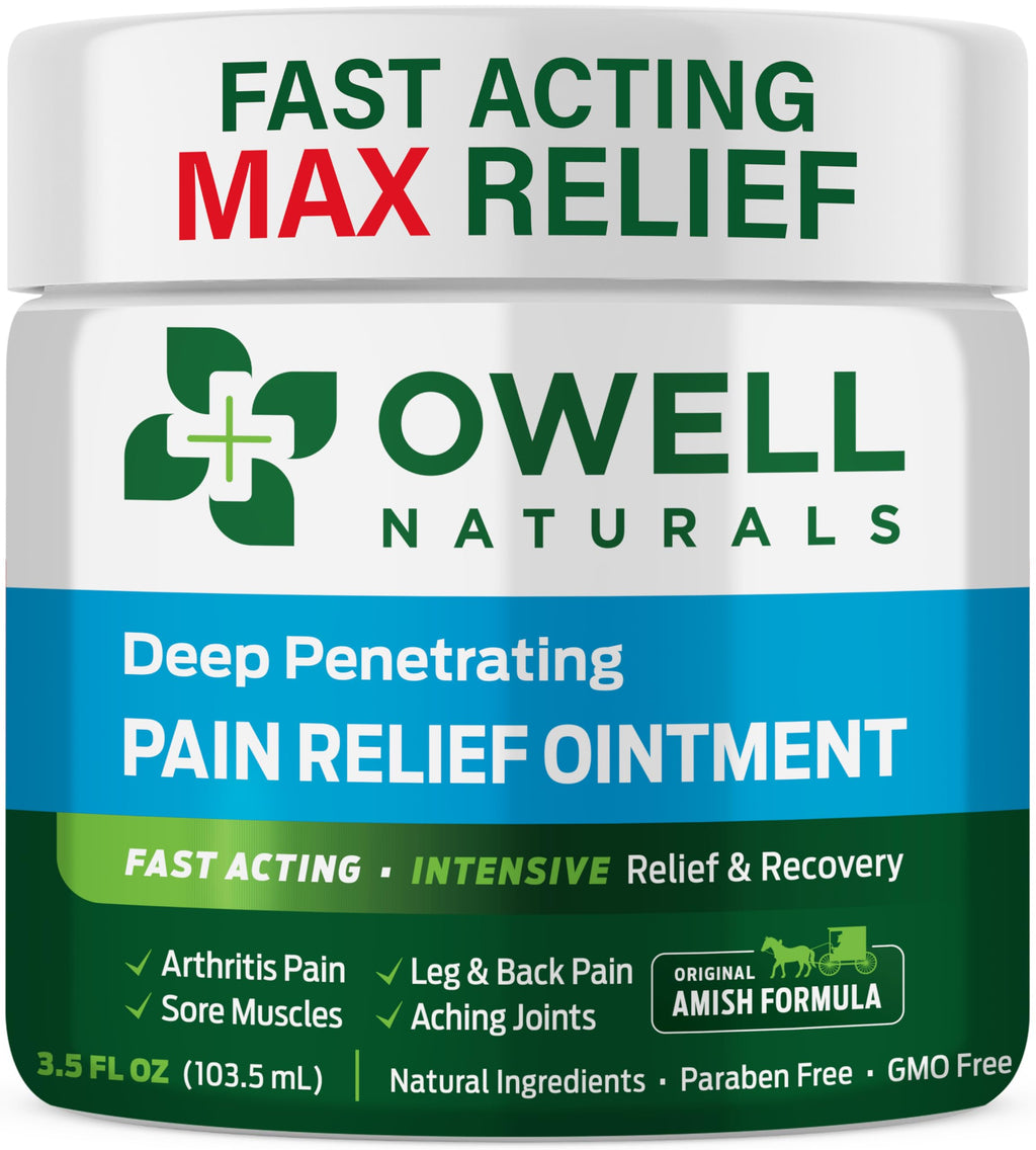 OWELL NATURALS Pain Relief Ointment Deep Penetrating Fast Acting Formula for Arthritis, Joint & Muscle Discomfort, Stiffness, Long-Lasting Soothing Balm, 3.5 oz Owell Naturals Au supplements