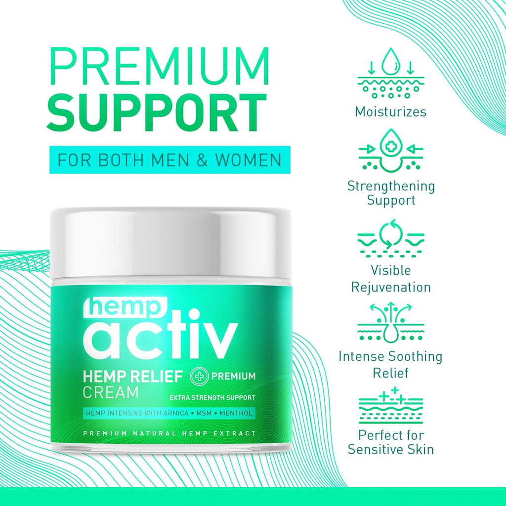 HEMPACTIV Cooling Hemp Cream – Menthol, MSM & Arnica – Fast-Absorbing, Non-Greasy Formula for Muscles & Joints – 4oz Best-Value Size HEMPACTIV Au supplements