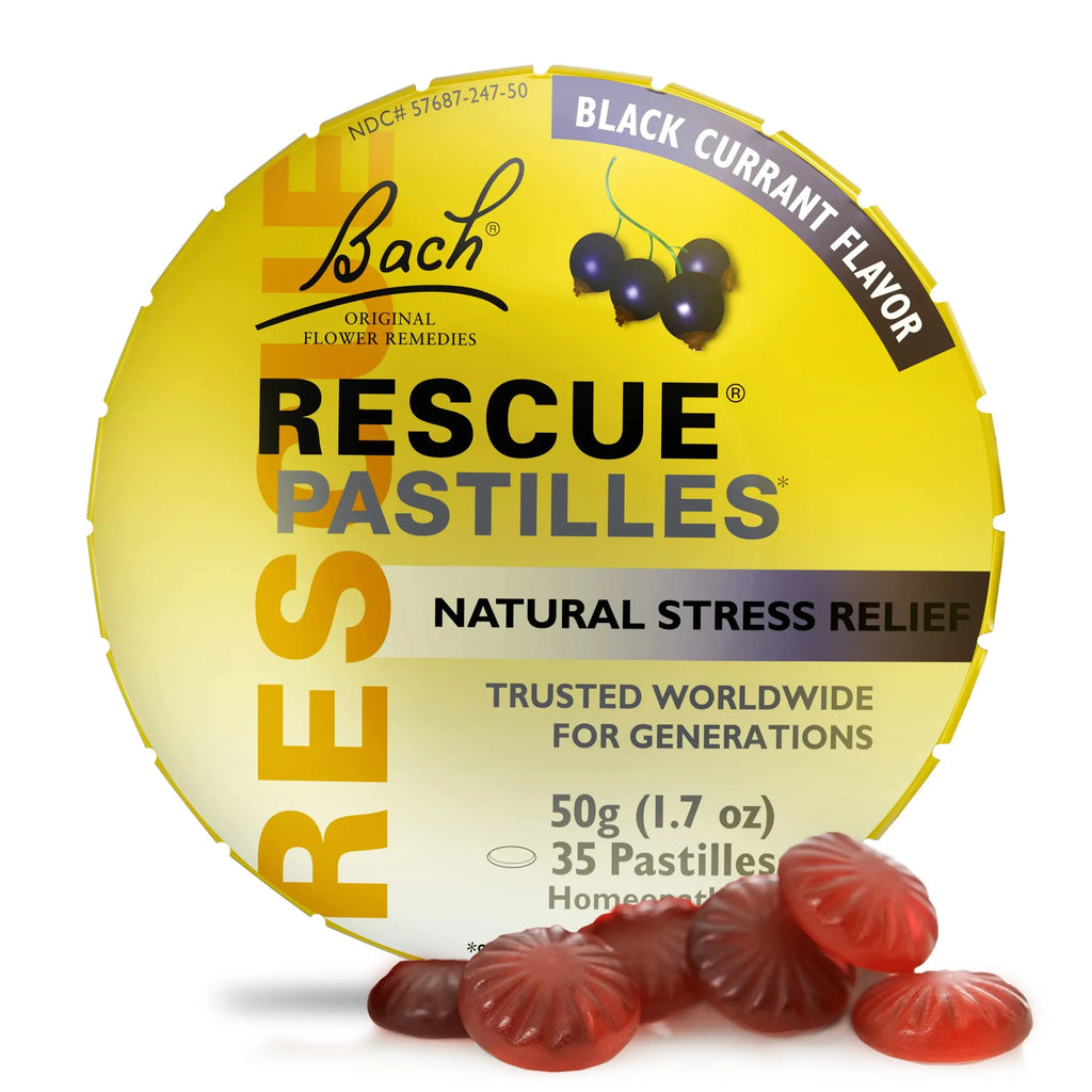 Bach RESCUE PASTILLES, Black Currant Flavor, Natural Stress Relief Lozenges, Homeopathic Flower RESCUE Au supplements