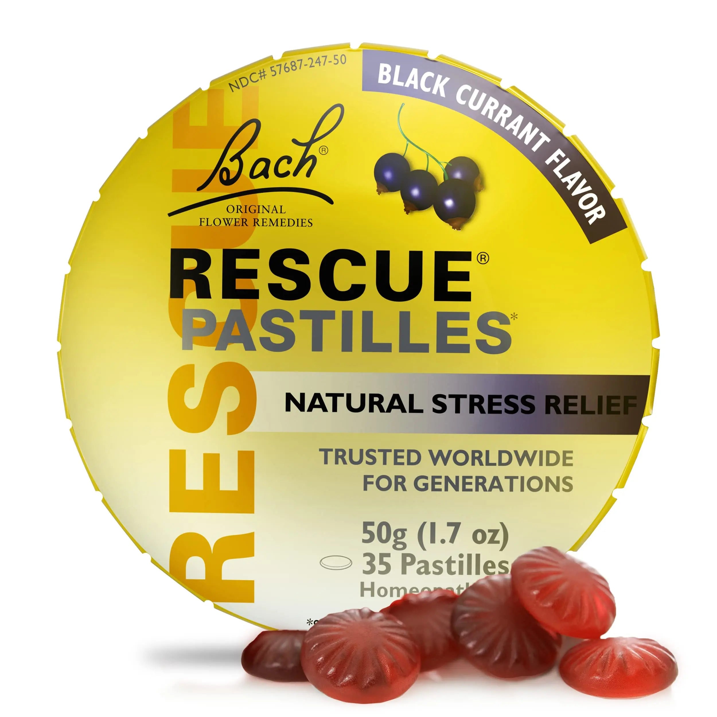 Bach RESCUE PASTILLES, Black Currant Flavor, Natural Stress Relief Lozenges, Homeopathic Flower RESCUE Au supplements
