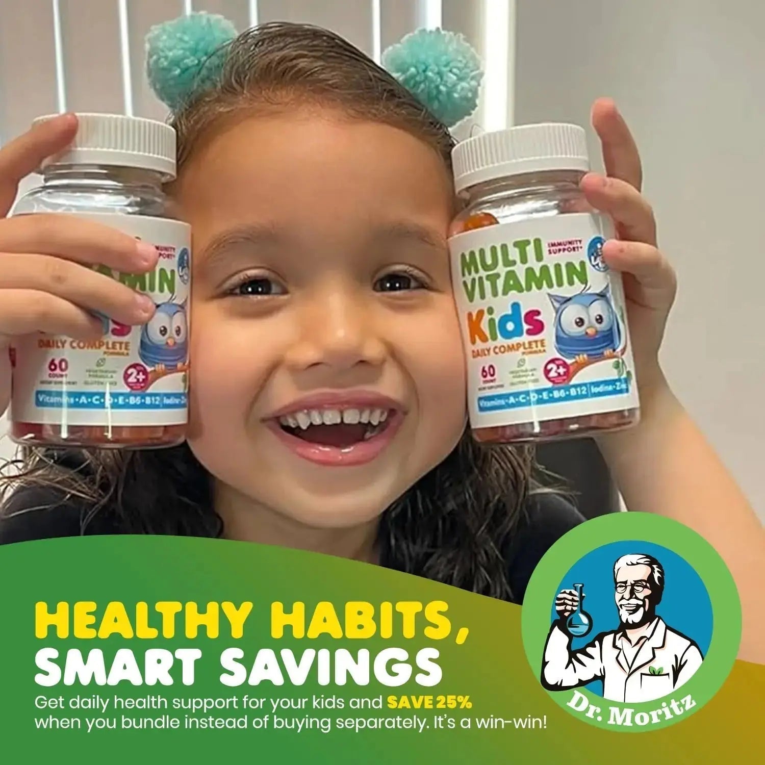 DR. MORITZ Omega 3 Gummies (90 Count) and Kids Multivitamin Gummies Bundle (60 Count) - for Daily Health Support - Vegan DHA Omega 3 for Kids DR. MORITZ Au supplements