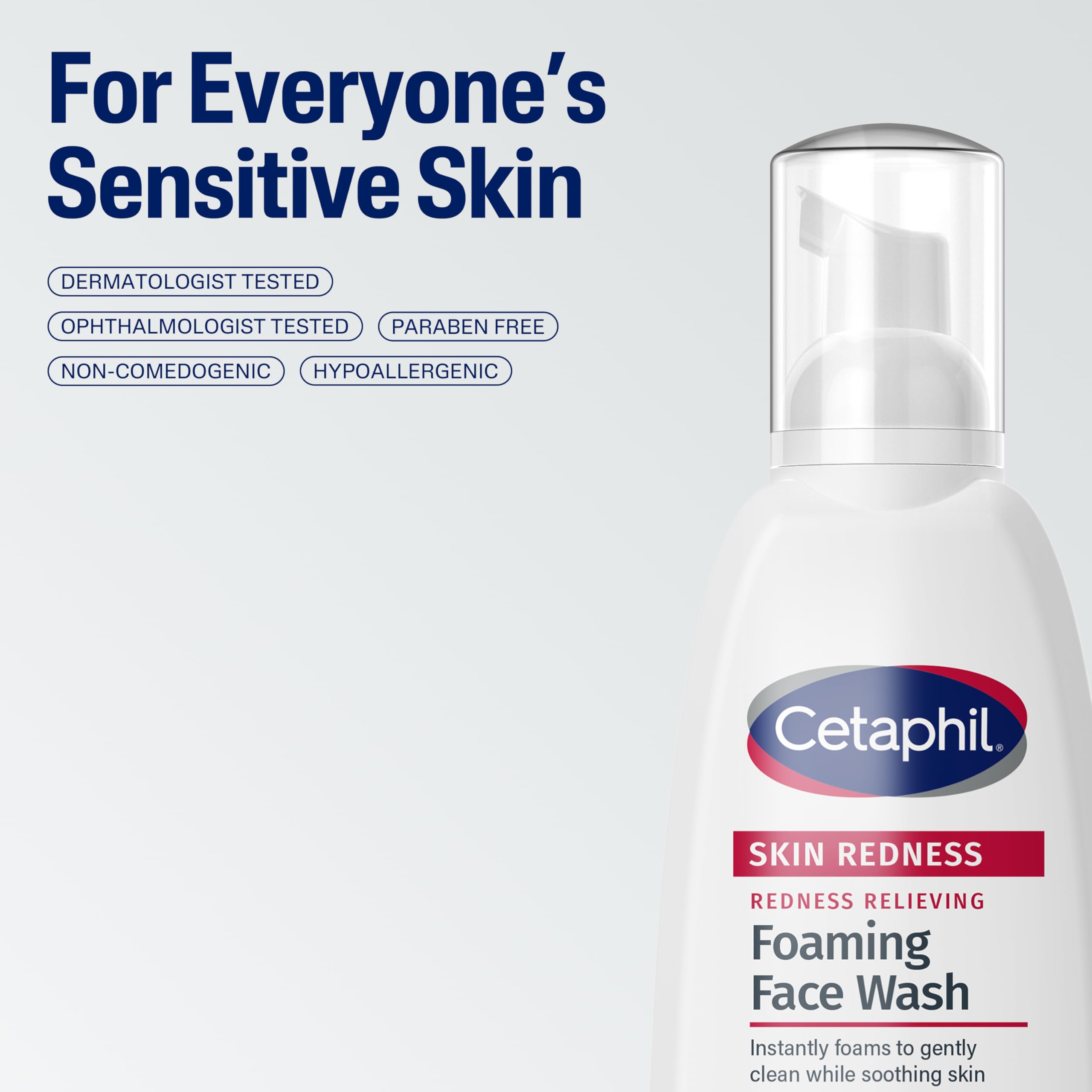Cetaphil Redness Relieving Foaming Face Wash For Sensitive Skin, 8 Fl Oz, Gently Cleanses