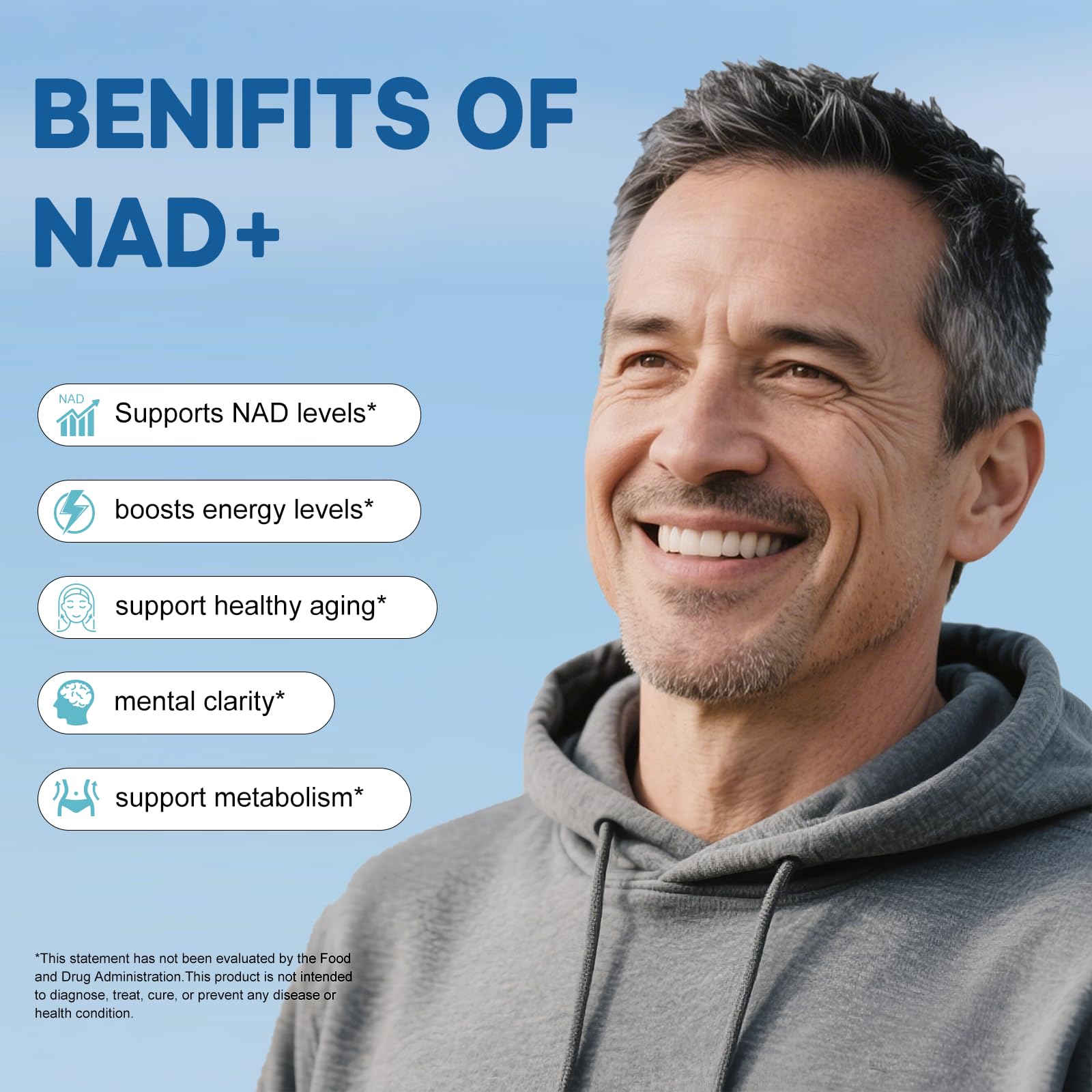 BEWORD Liposomal NAD 2000 Mg, 180 Capsules, 4-in-1 Formula with Liposomal NAD, Trans-Resveratrol, Non-GMO | Energy Support BEWORD Au supplements