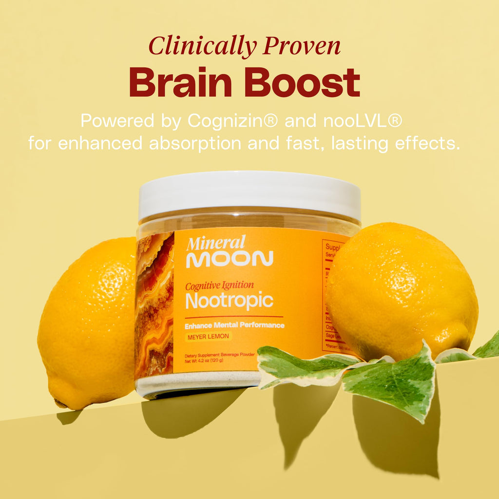 Mineral Moon Premium Cognitive Ignition Nootropic Powder - Brain Supplements For Memory & Focus - Sage Extract, B Vitamins,Cognizine Citicoline& nooLVL - Supports Mental Clarity - No Caffeine or Sugar Mineral Moon Au supplements