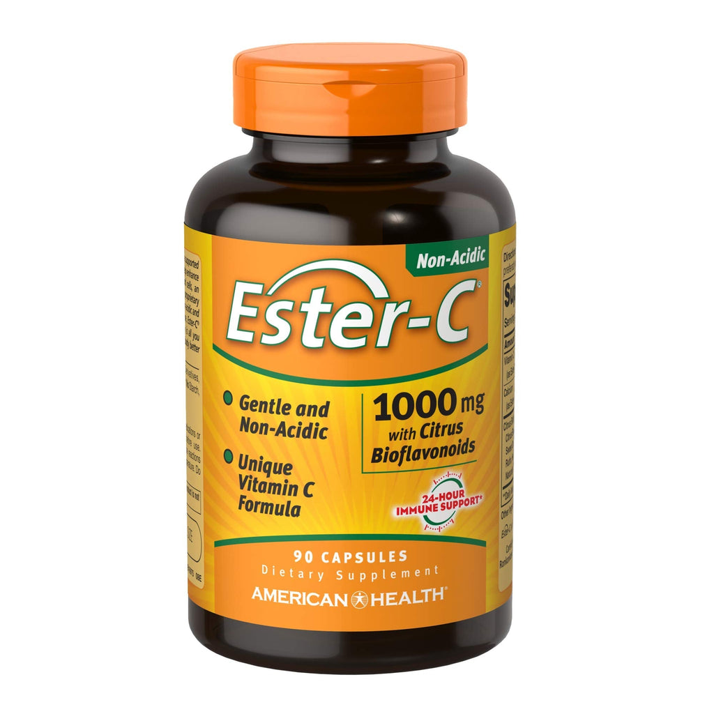 Ester-C American Health with Citrus Bioflavonoids Capsules - 24-Hour Immune Support, Gentle On Stomach, Non-Acidic Vitamin C