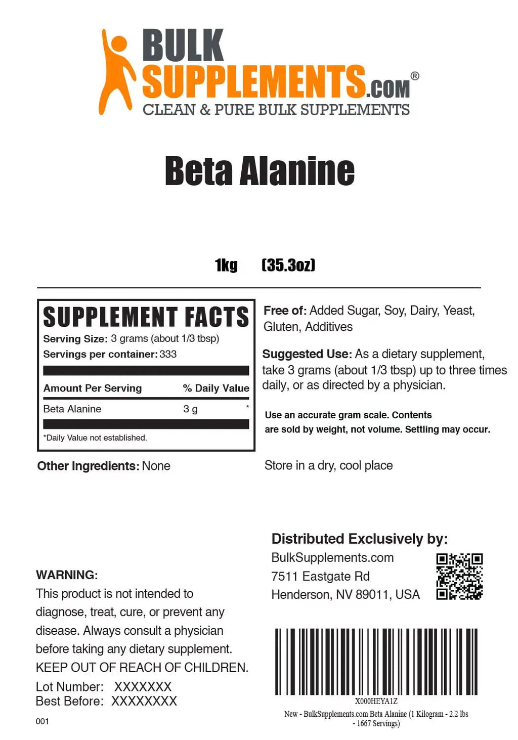BULKSUPPLEMENTS.COM Beta Alanine Powder 1KG, with Creatine Monohydrate Powder BULKSUPPLEMENTS.COM Au supplements