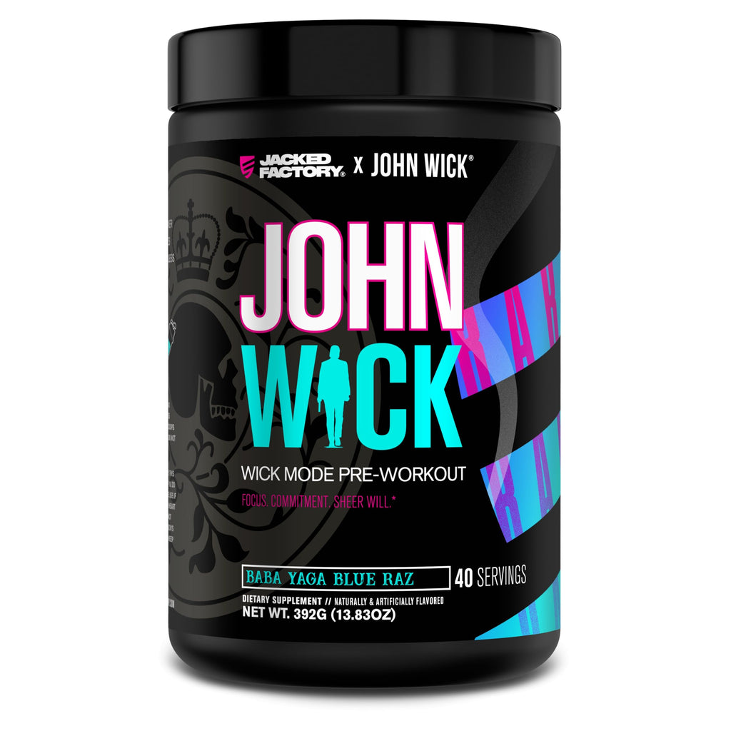 Jacked Factory X John Wick - Wick Mode Pre Workout Powder - Intense Energy, Battle-Ready Focus, Unstoppable Commitment, and Sheer Will