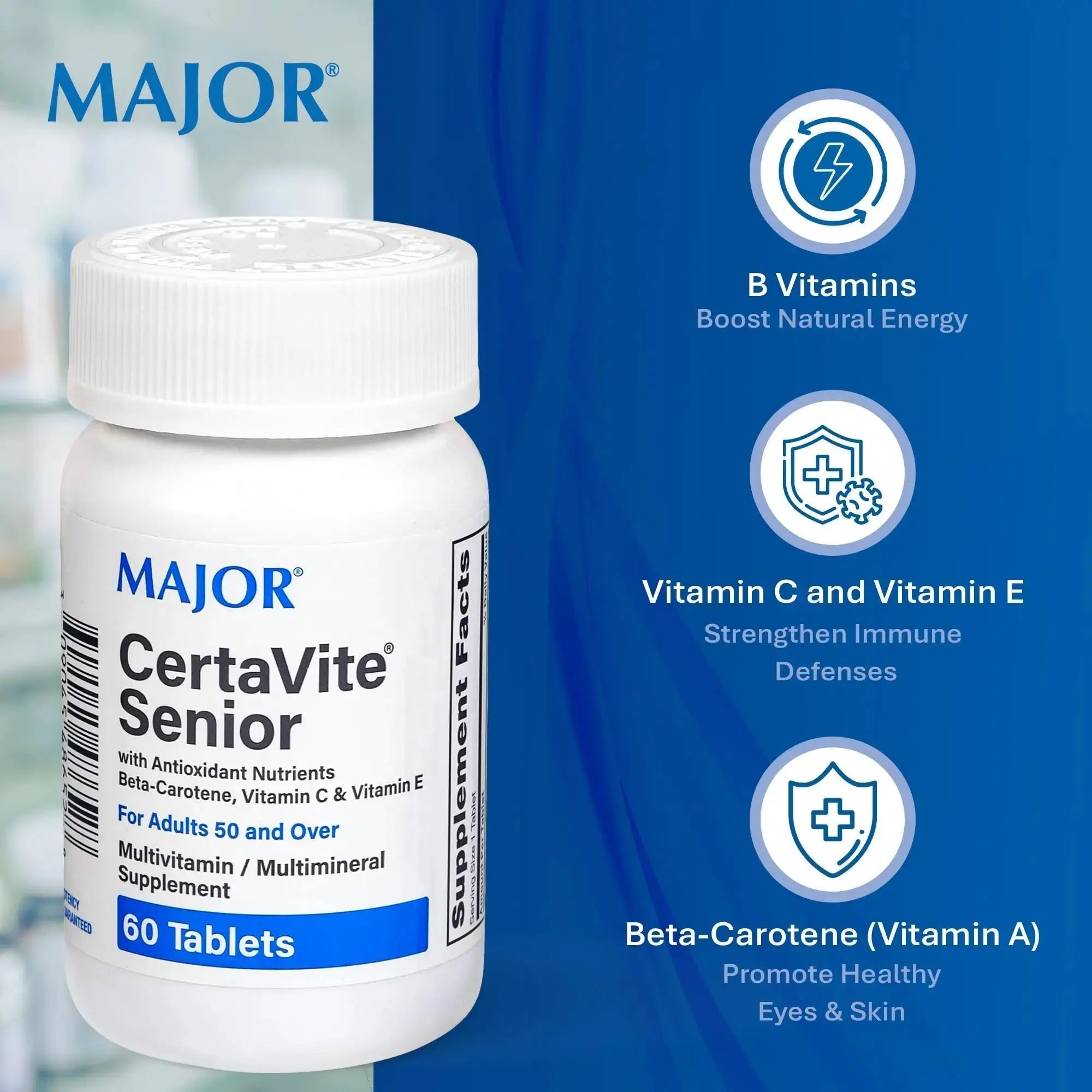 MAJOR CertaVite Senior Multivitamin with Antioxidants – Multivitamin for Women and Men with Beta-Carotene, Iron MAJOR Au supplements