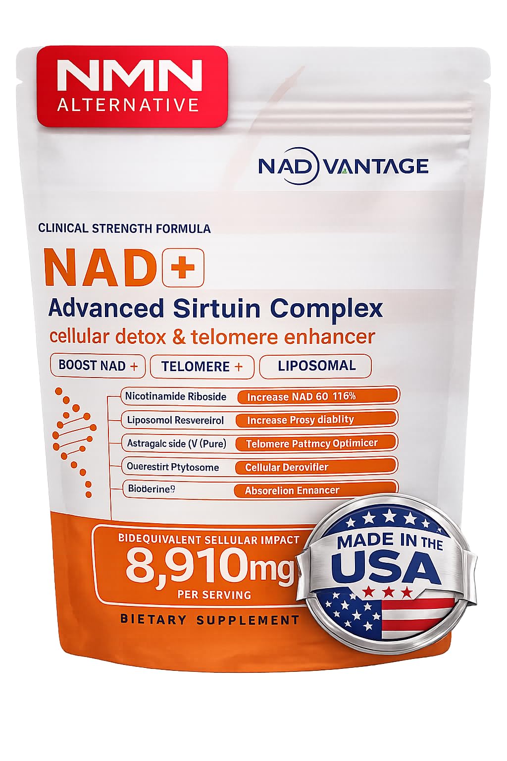 Eternaroot NAD+ 5D Matrix - High Potency NAD Precursor - 1000mg Nicotinamide Riboside (NR) + Liposomal Resveratrol - Clean Vegan Formula - Cellular Energy & Immune Support Eternaroot Au supplements