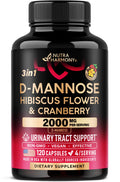 D-Mannose 2000mg with Cranberry & Hibiscus - Clinically Tested Strength for Urinary Tract Health - Supplement for Women - Bladder, Liver & Microflora Support - Made in USA - Vegan, 120 Capsules NUTRAHARMONY Au supplements