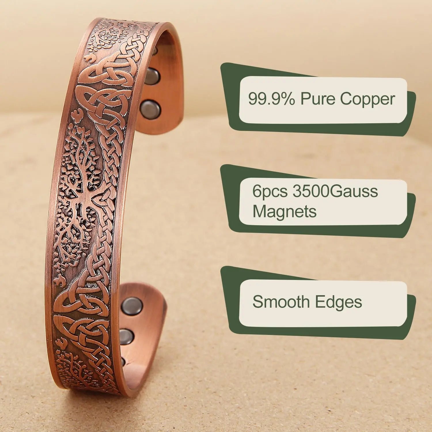 MagEnergy Magnetic Copper Bracelet for Men Life of Tree, 99.99% Pure Copper Bangle MagEnergy Au supplements