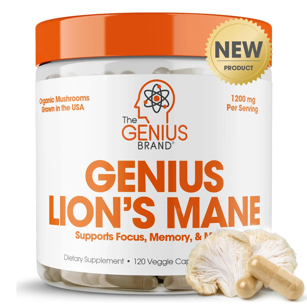 Genius Lions Mane Supplement Capsules - Organic Nootropic Supplement, 1200mg per The Genius Brand Au supplements