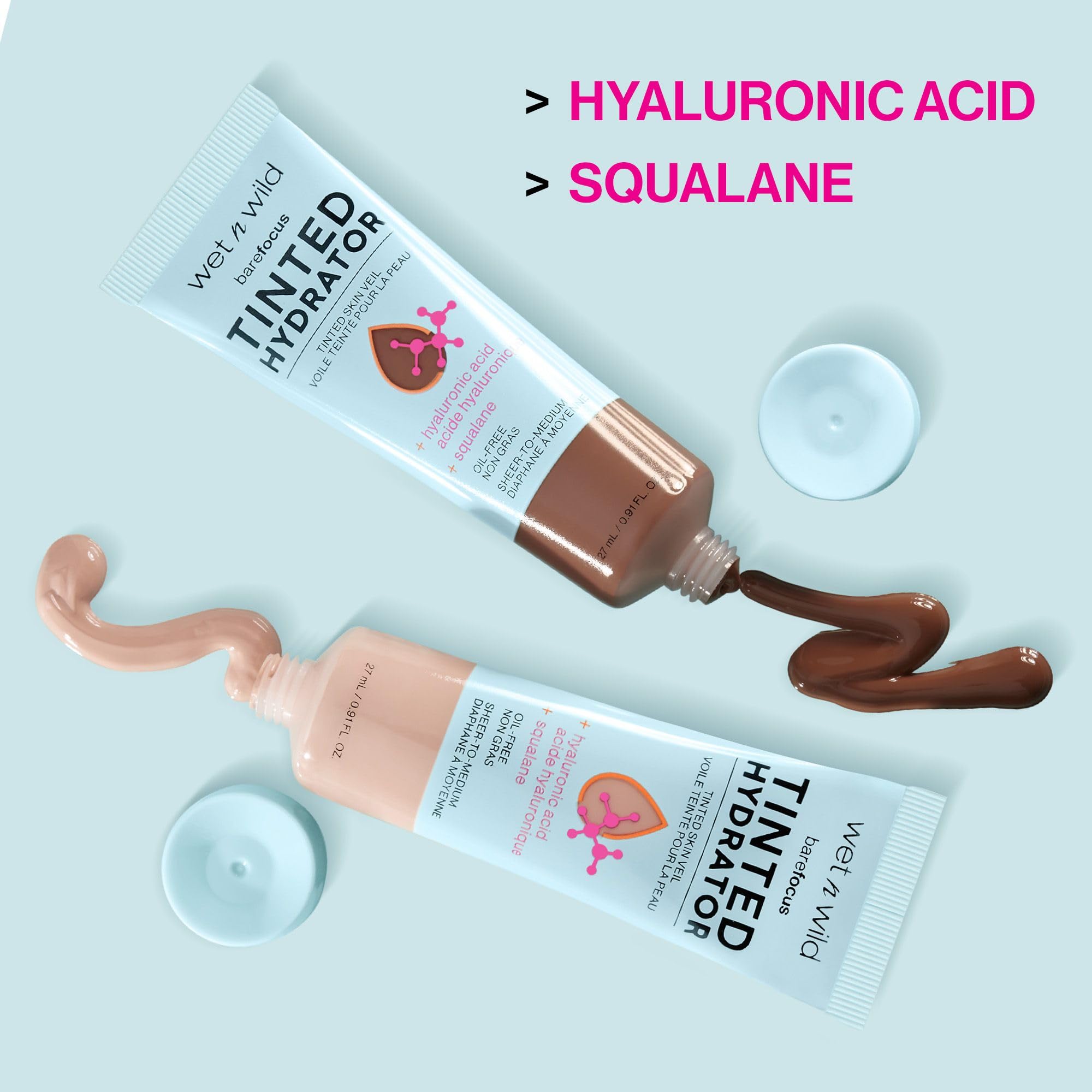wet n wild Bare Focus Tinted Hydrator Tinted Skin Veil, Lightweight Buildable Coverage with Hyaluronic Acid & Vegan Squalane, Sheer-to-Medium Coverage