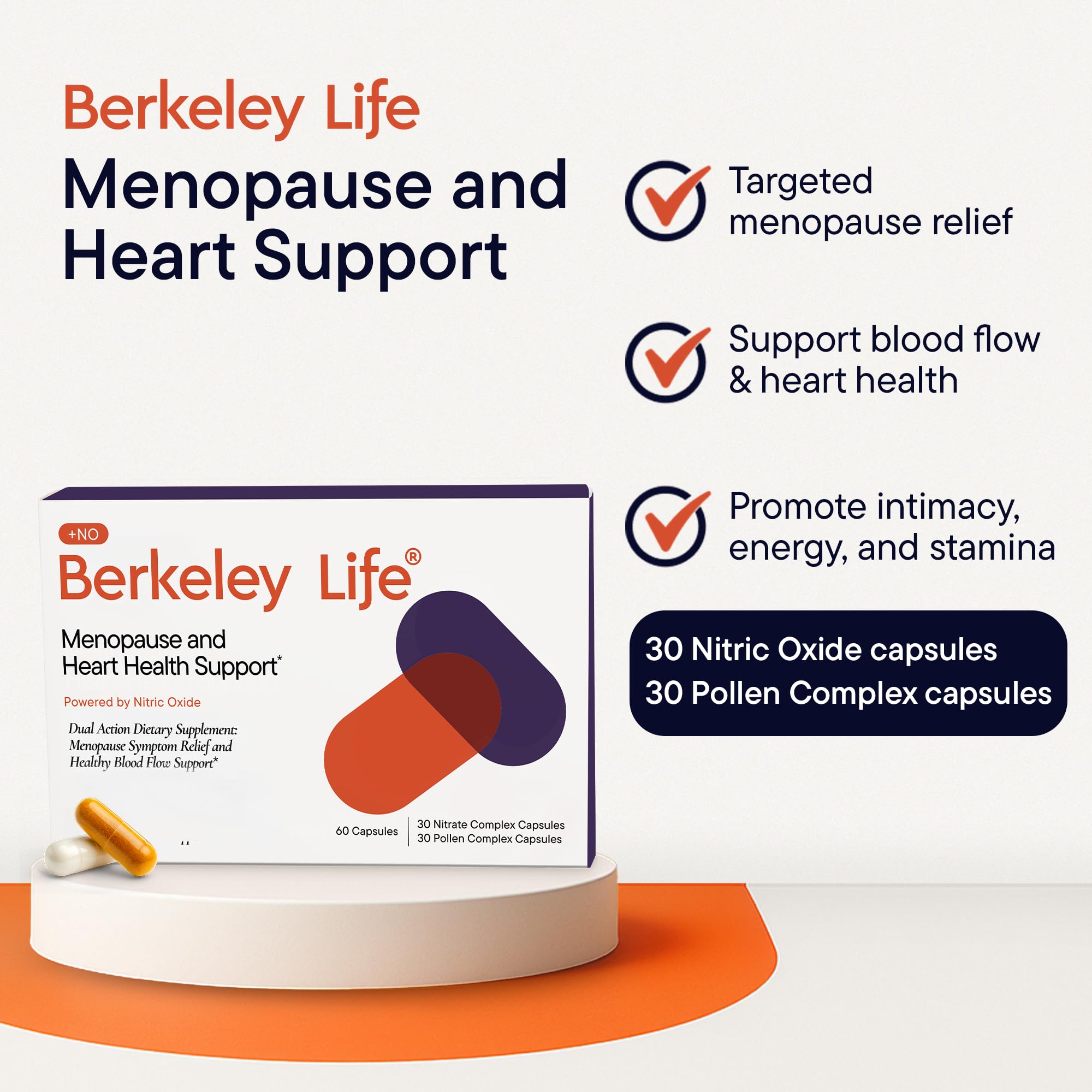 Berkeley Life Menopause and Heart Health Support Supplements - Hormone-Free Dual-Action Nitric Oxide Supplement for Menopause Symptom Relief & Healthy Blood Flow Support for Women - 60 Capsules Berkeley Life Au supplements