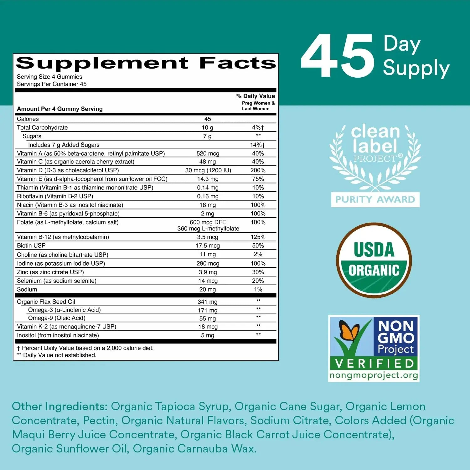 SmartyPants Organic Prenatal Vitamins for Women, Multivitamin Gummies: Biotin, Methylfolate, Omega 3 (ALA), Vitamin D3, C, Vitamin B12, B6, A, K2 & Zinc SmartyPants Au supplements