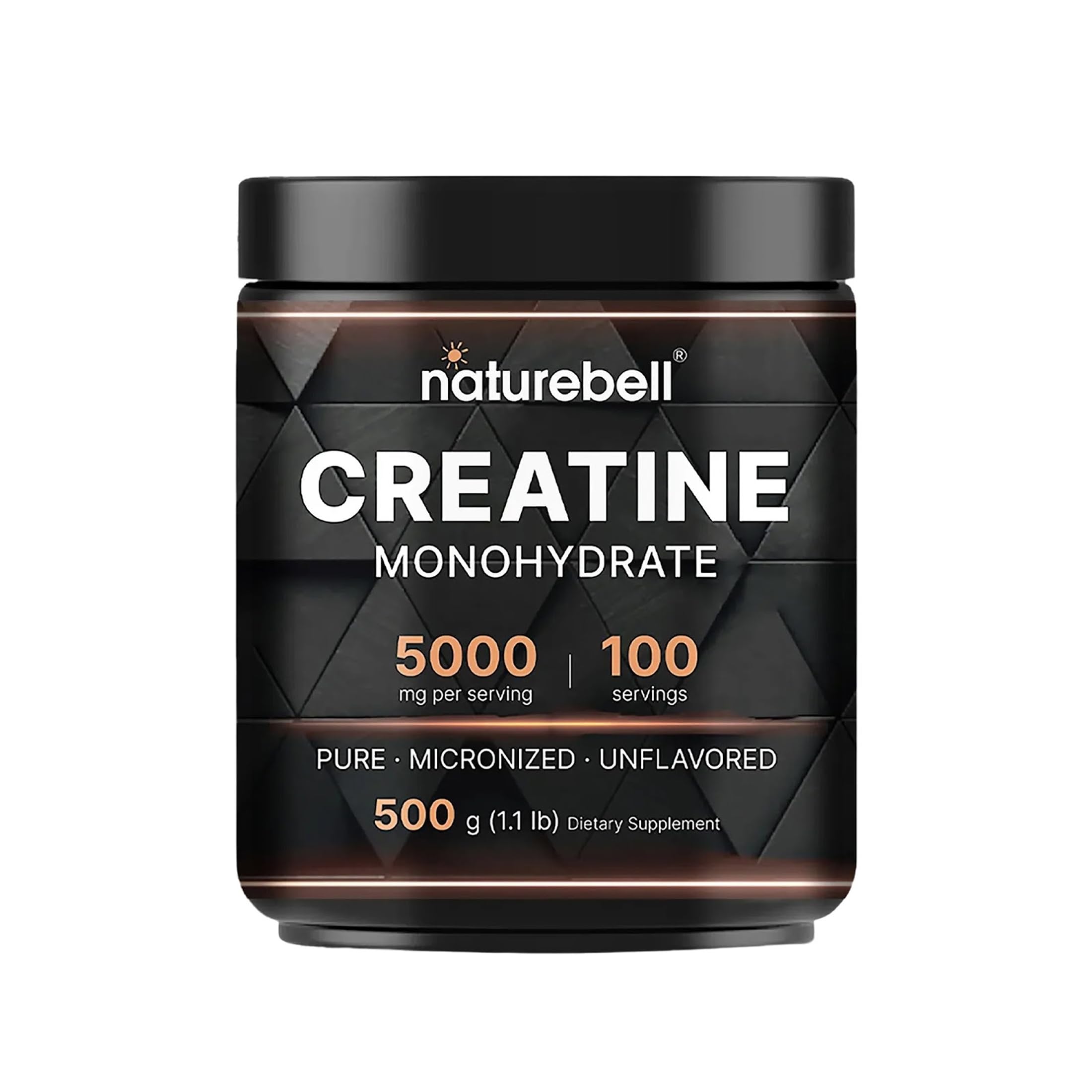 NatureBell Creatine Monohydrate Powder - 500g - Micronized Powder - Delivers 5,000mg Creatine Per Serving - Pre-Workout or Post-Workout Support*