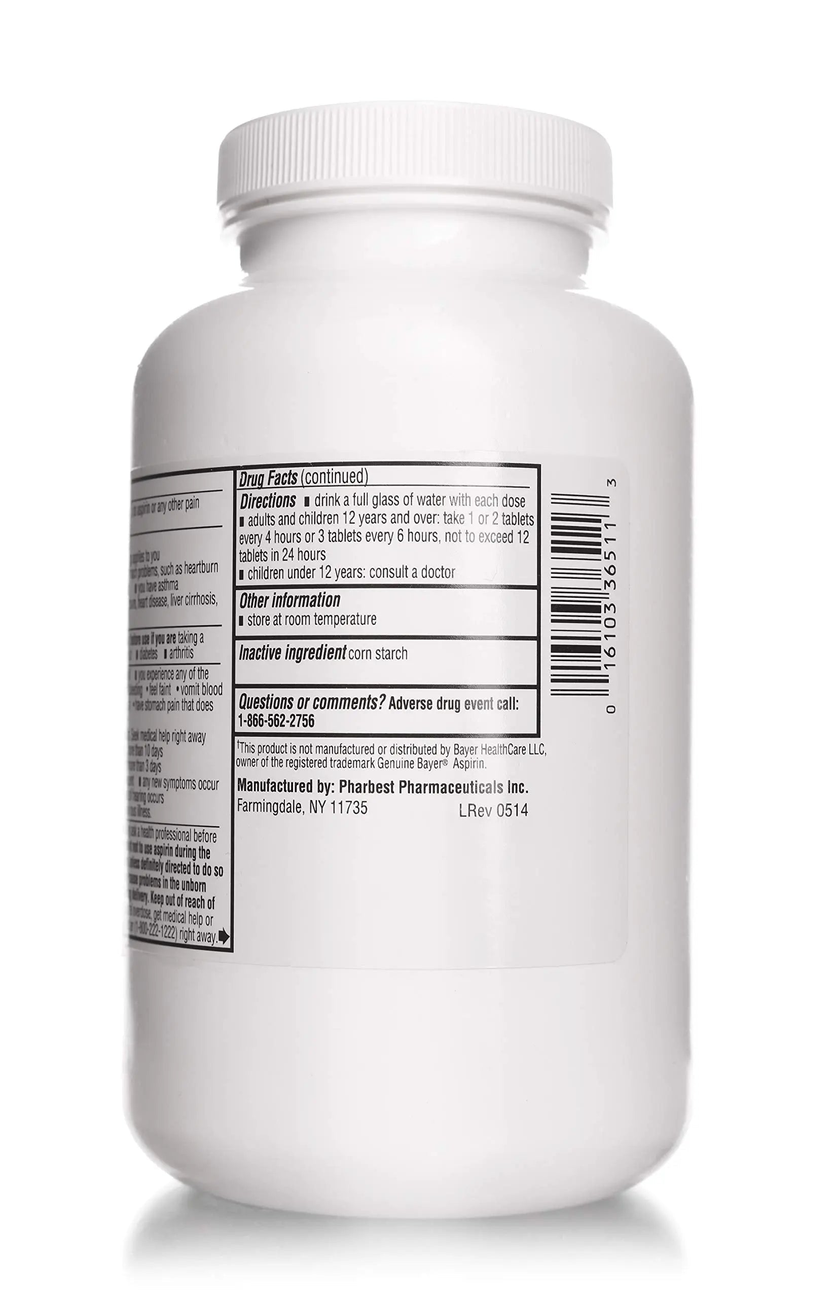 PHARBEST Aspirin 325 mg | Regular Strength | 1000 Count Uncoated Tablets PHARBEST Au supplements