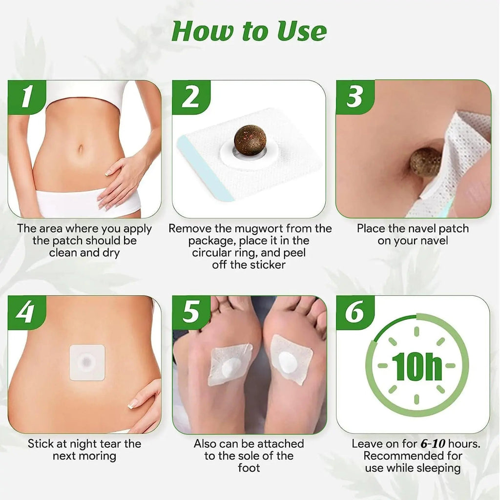 Mugwort Belly Patch,30Pcs Natural Wormwood Essence Pills and 30Pcs Belly Sticker, Moxa Hot BENJEN Au supplements