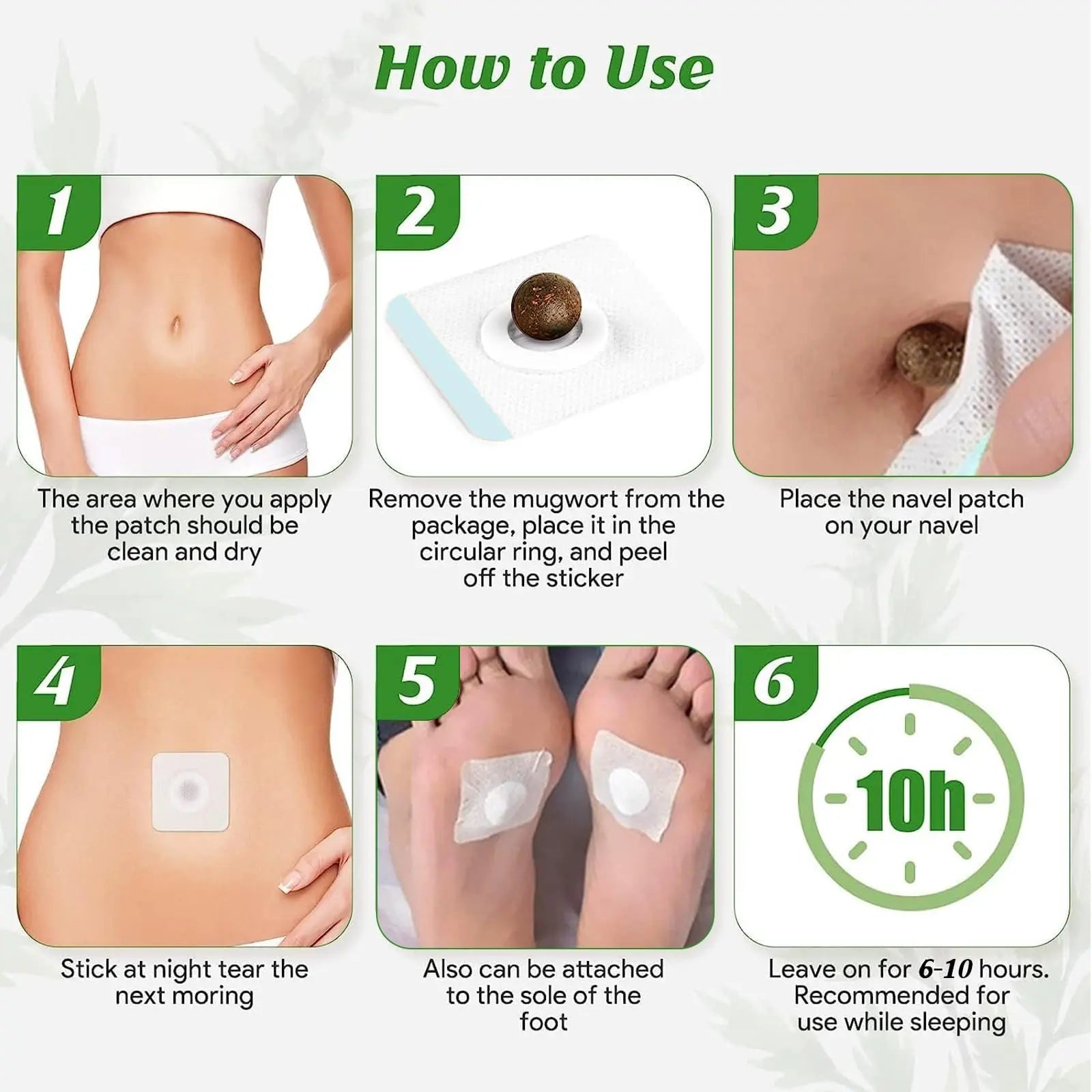 Mugwort Belly Patch,30Pcs Natural Wormwood Essence Pills and 30Pcs Belly Sticker, Moxa Hot BENJEN Au supplements