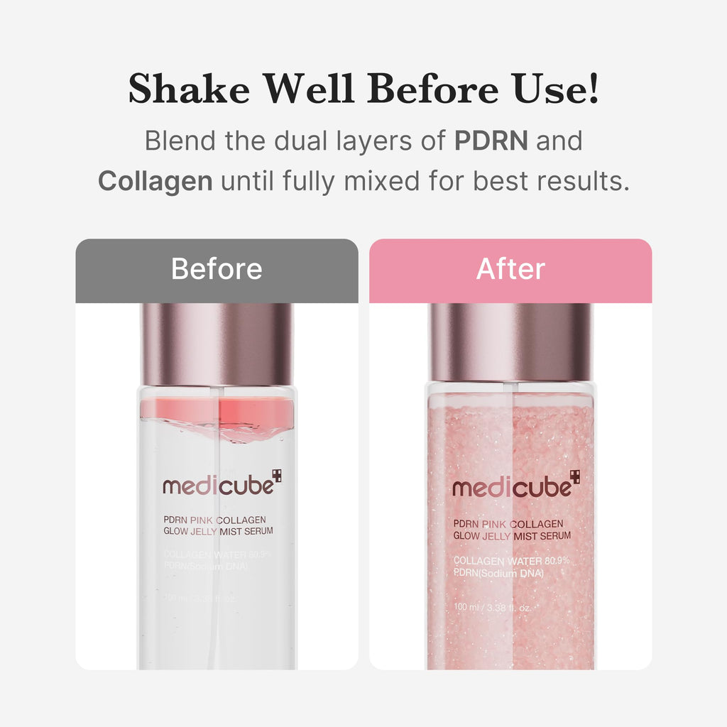medicube Jelly Mist Serum with Pink PDRN Collagen | Dual-Texture Glow Spray with Niacinamide, Glutathione, Ceramide, Hyaluronic Acid