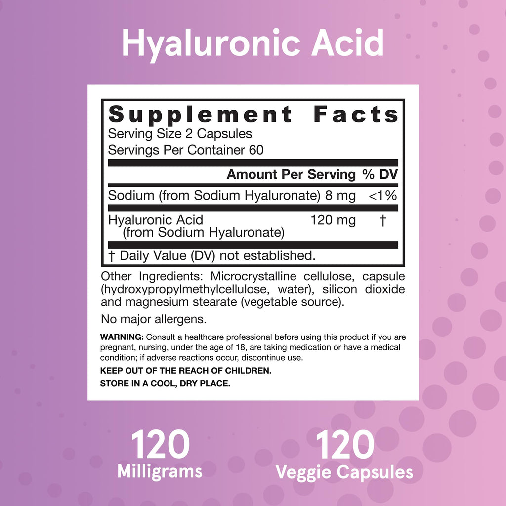 Jarrow Formulas® Hyaluronic Acid 120 mg, Dietary Supplement, Skin Health Support, 120 Veggie Capsules, Up to 60 Day Supply Jarrow Formulas Au supplements