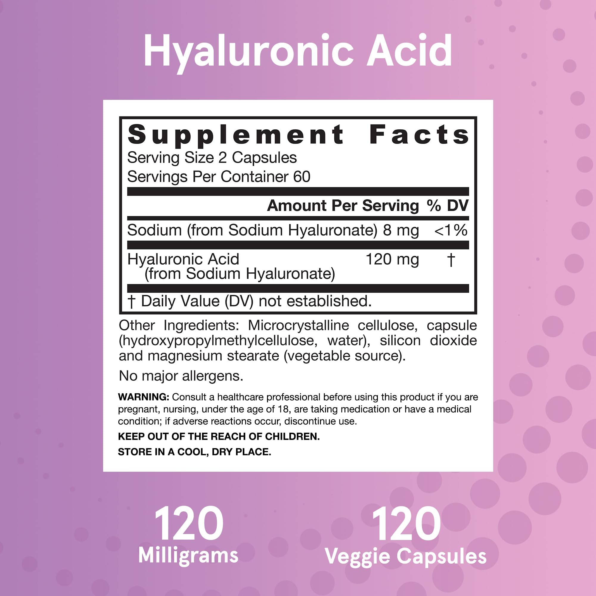 Jarrow Formulas® Hyaluronic Acid 120 mg, Dietary Supplement, Skin Health Support, 120 Veggie Capsules, Up to 60 Day Supply Jarrow Formulas Au supplements
