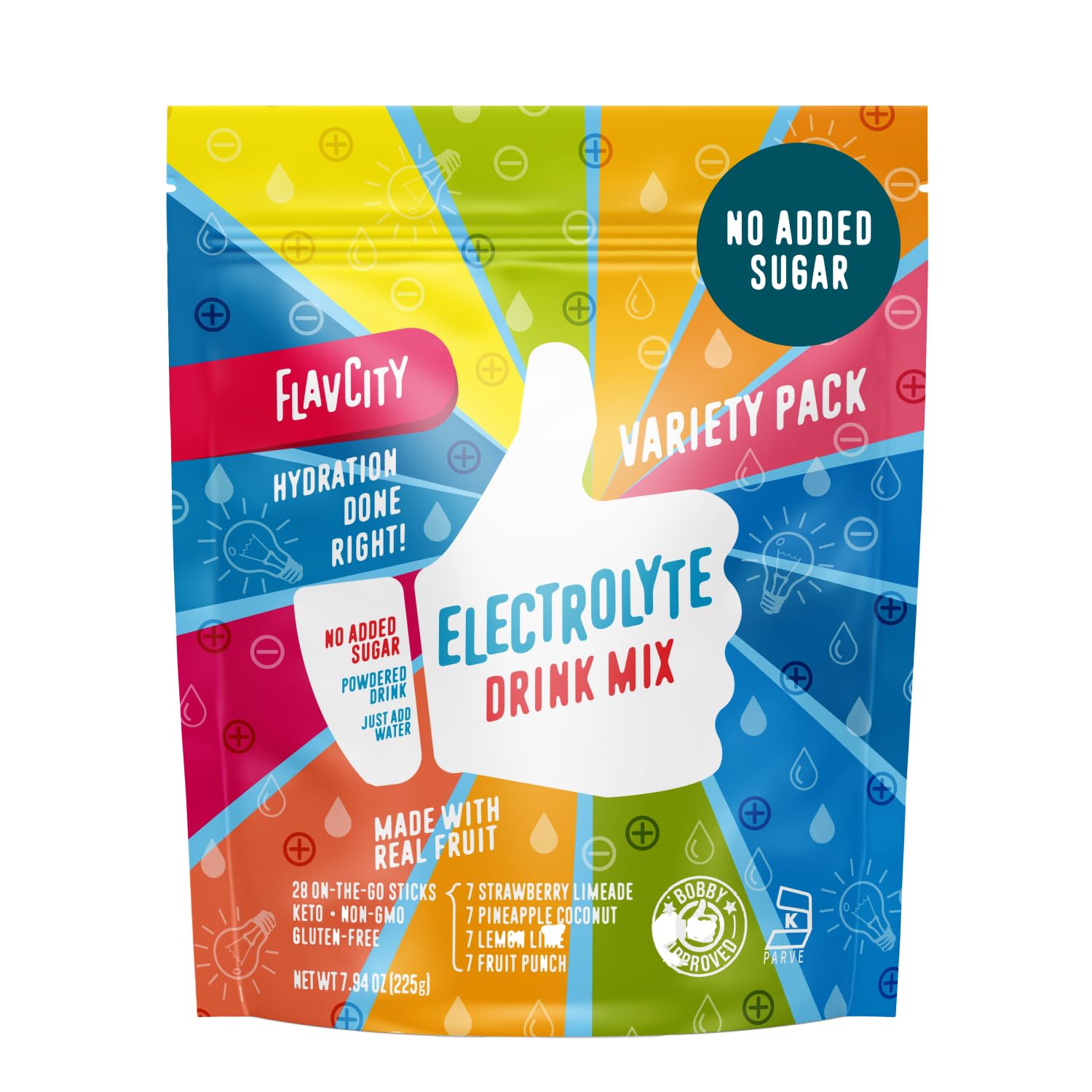 FlavCity Electrolytes Powder Packets - 28 Hydration Packets, Variety Pack - No Added Sugar - Hydration Powder with Real Fruit & Unrefined Sea Salt