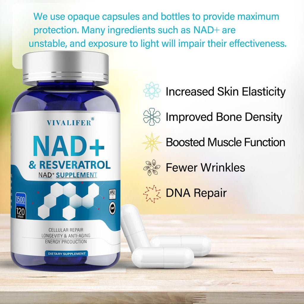 DQQI NMN Supplement Alternative 1500 mg - 120 Capsules (40 Day Supply) High Purity NAD+ & Resveratrol for Anti-Aging, Antioxidant Support, Energy & Focus Boost DQQI Au supplements