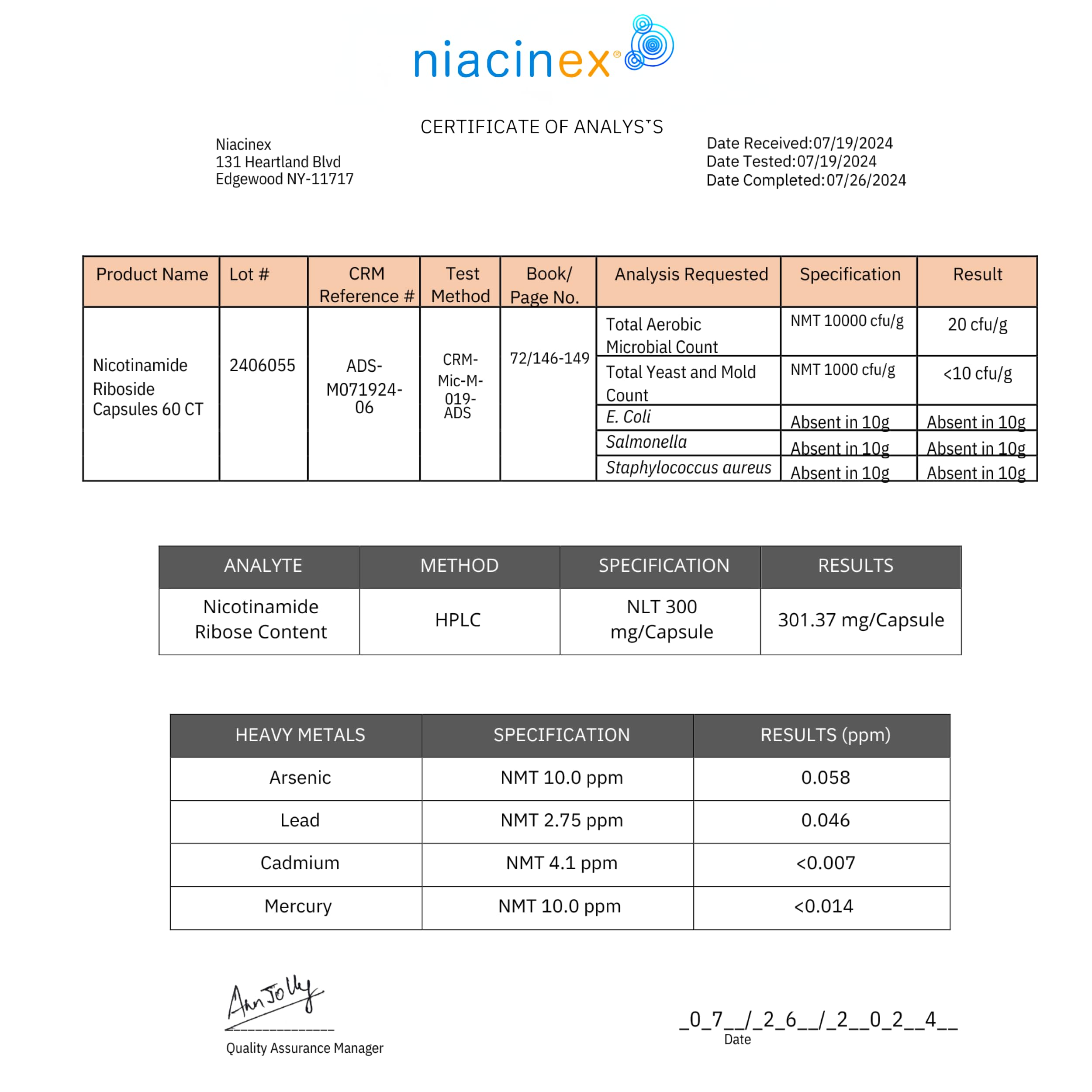 Niacinex NAD+ Supplement - 600mg Pure Nicotinamide Riboside (NR) - Healthy Aging, Mental Clarity & Energy Booster - Cell Regeneration Supplements for Women and Men - 60 NAD Plus Capsules - Made in USA Niacinex Au supplements