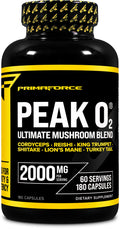 Primaforce Peak O2 Performance Mushroom Powered Oxygen Absorption Booster (180 Capsules) (2,000 mg Per Serving, 60 Servings) - Athletic Performance Supplement, Ultimate Mushroom Blend Primaforce Au supplements