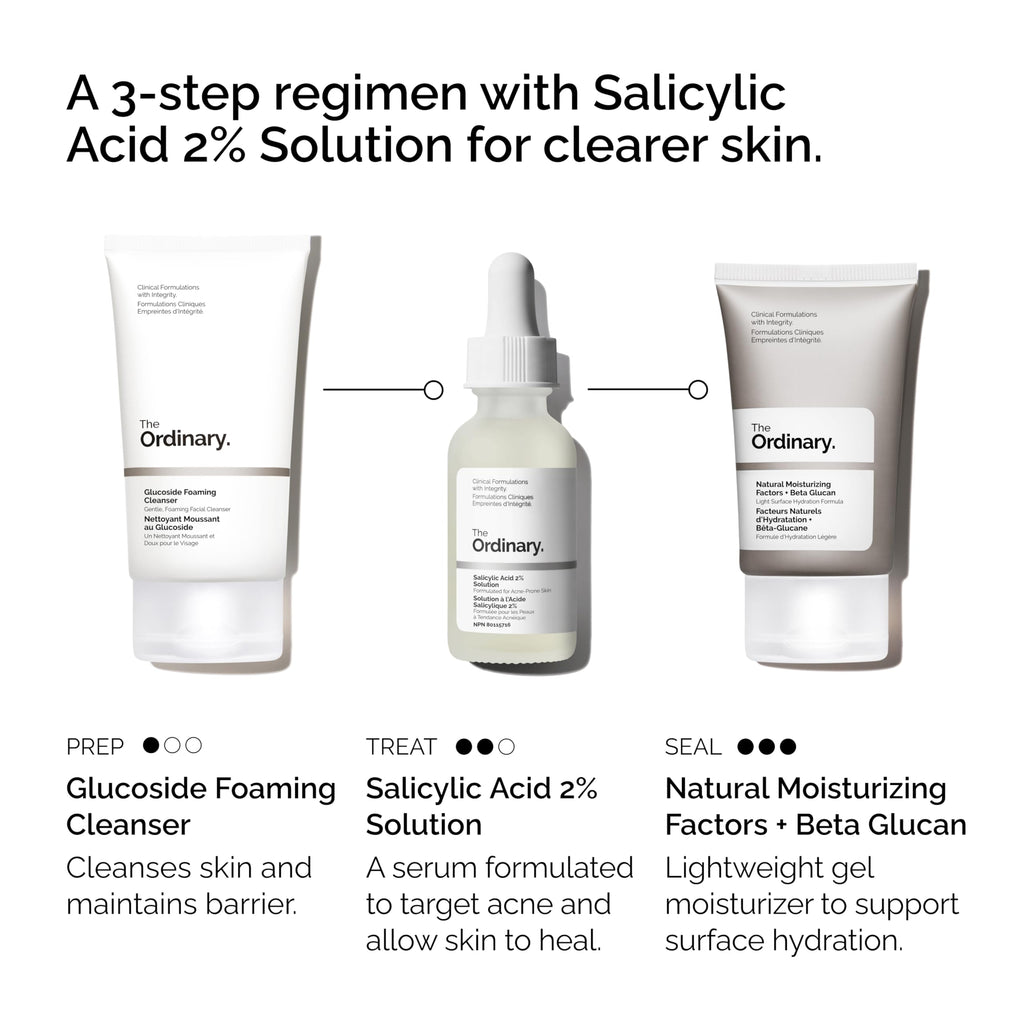 The Ordinary The Acne Set, 3-Step Skin Regimen with Glucoside Foaming Cleanser, Salicylic Acid 2% Solution