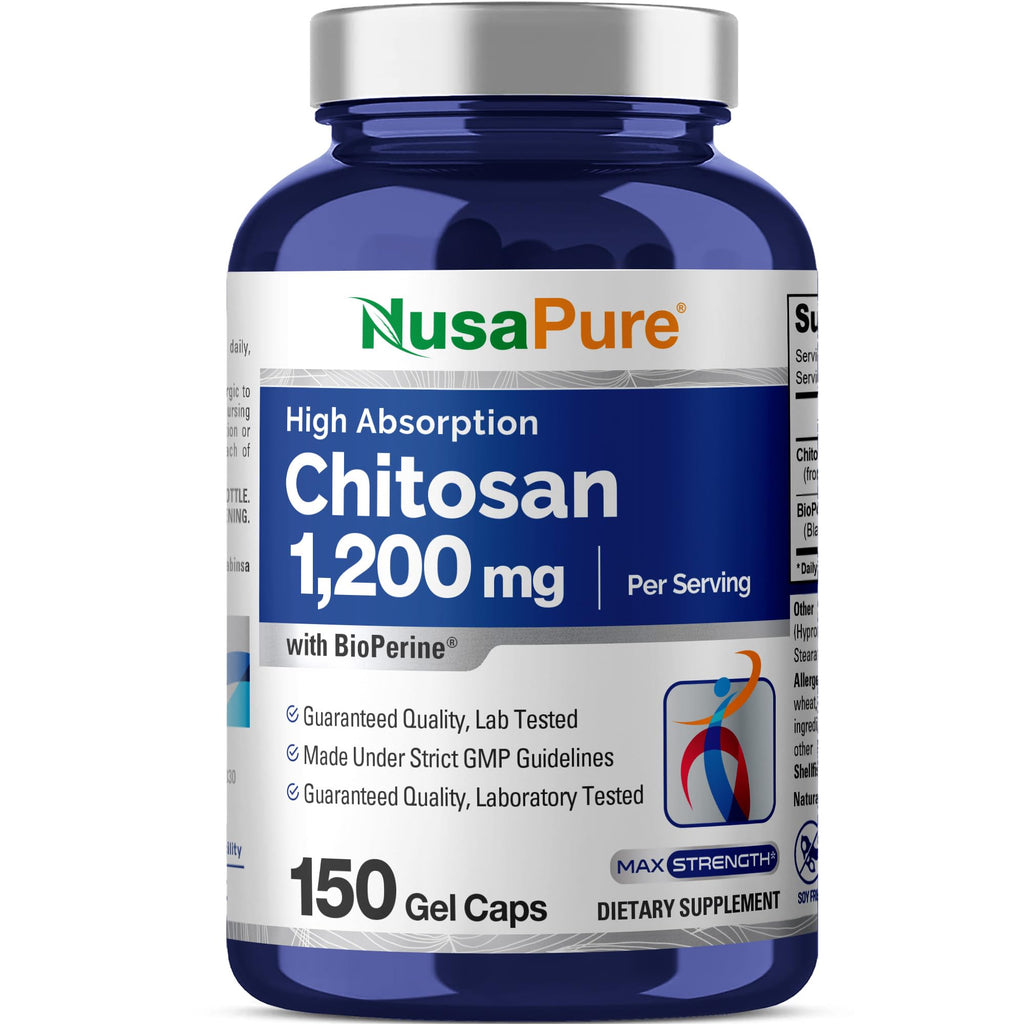 NusaPure Chitosan 1200mg 150 Caps (Non-GMO & Soyfree) with Bioperine NusaPure Au supplements