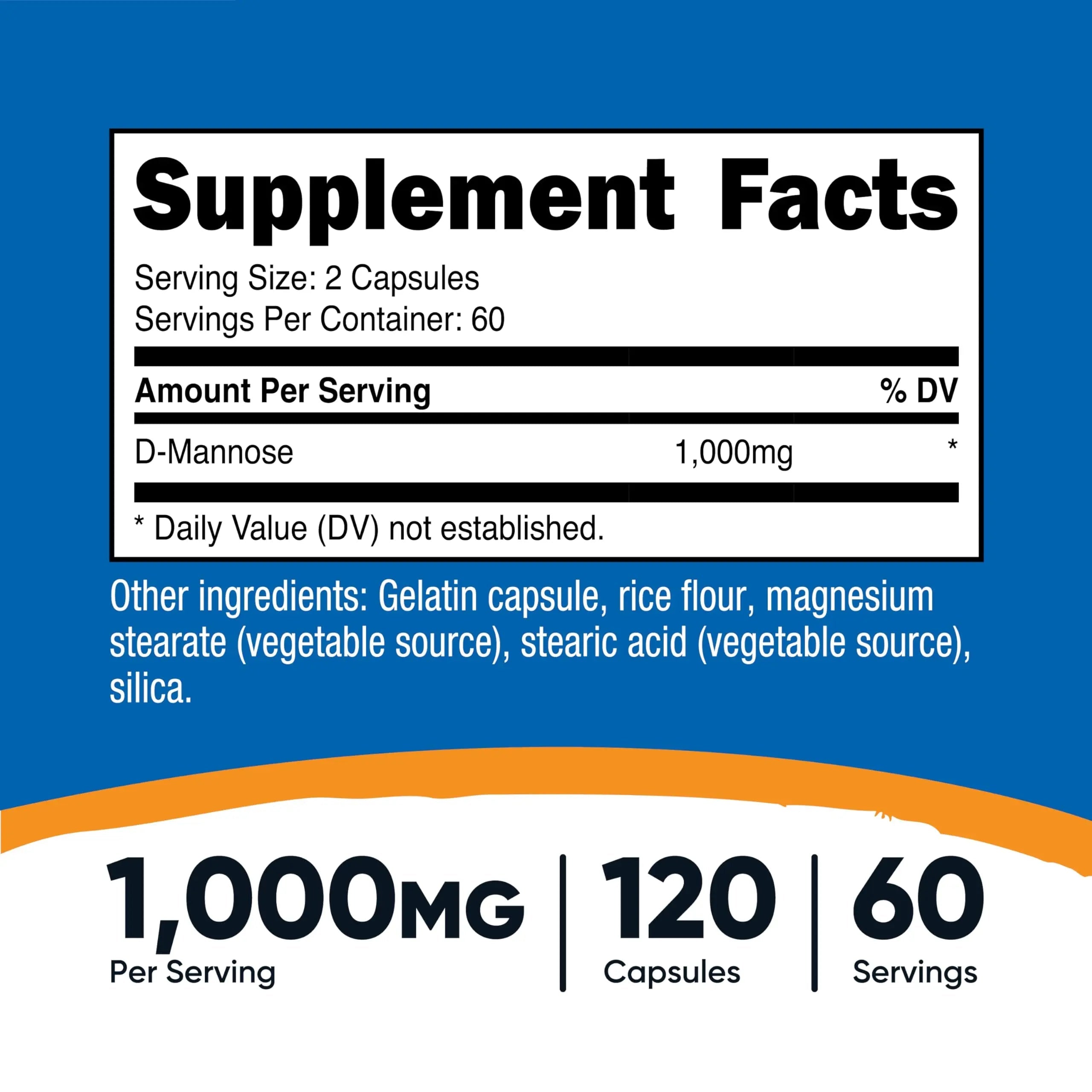 Nutricost D-Mannose 1000mg Per Serving, 120 Capsules - 500mg Per Capsule, Urinary Tract Health, Non-GMO and Gluten Free (Pack of 2) Nutricost Au supplements