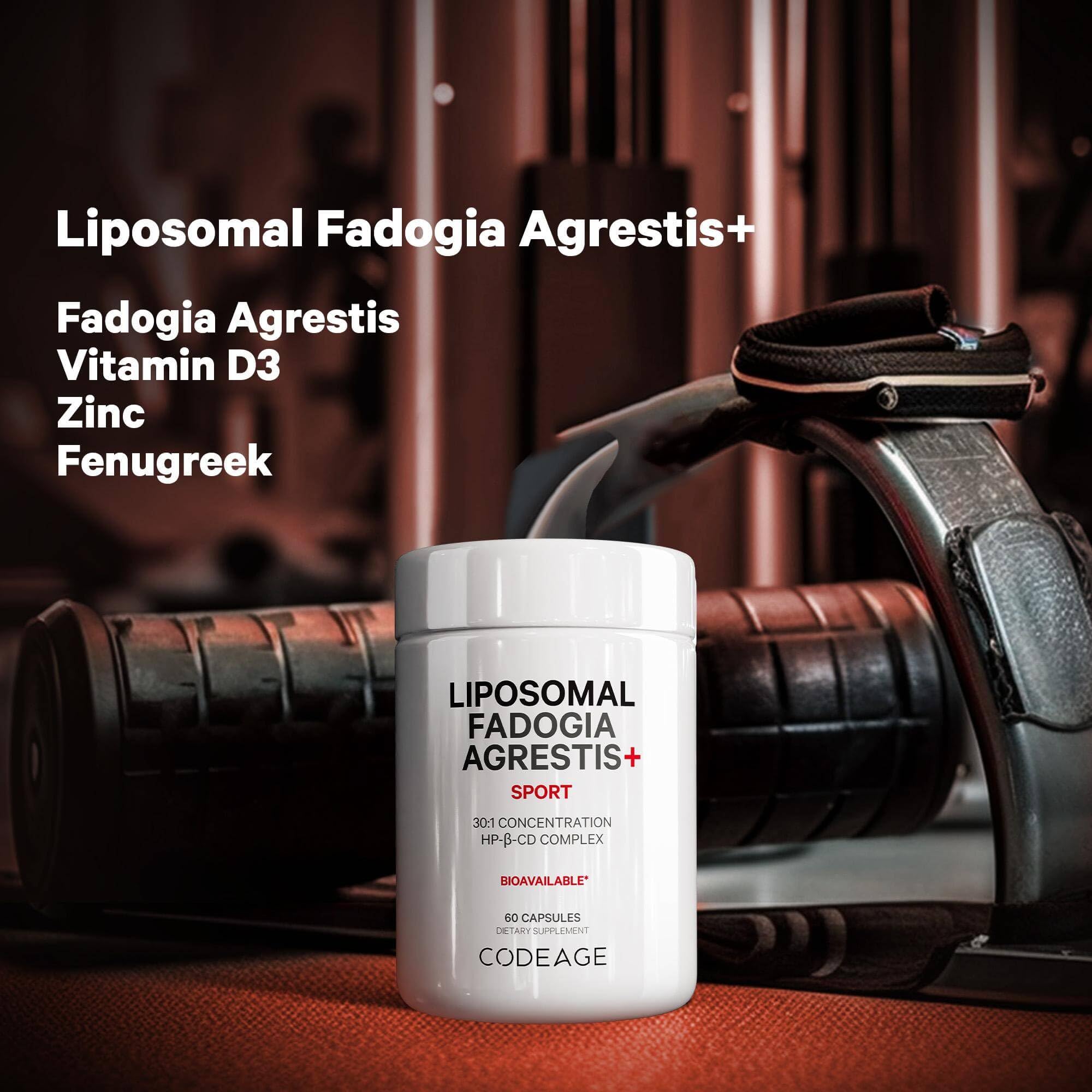 Codeage Liposomal Fadogia Agrestis 600mg Supplement - Fadogia Agrestis 30:1 Extract, Vitamin D3, Zinc, Fenugreek, BioPerine Black Pepper - 2-Month Supply - Liposomal Delivery - Non-GMO, 60 Capsules Codeage Au supplements