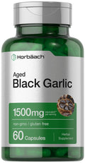 Aged Black Garlic Capsules 1500mg | 60 Count | Fermented Extract Supplement Horbäach Au supplements