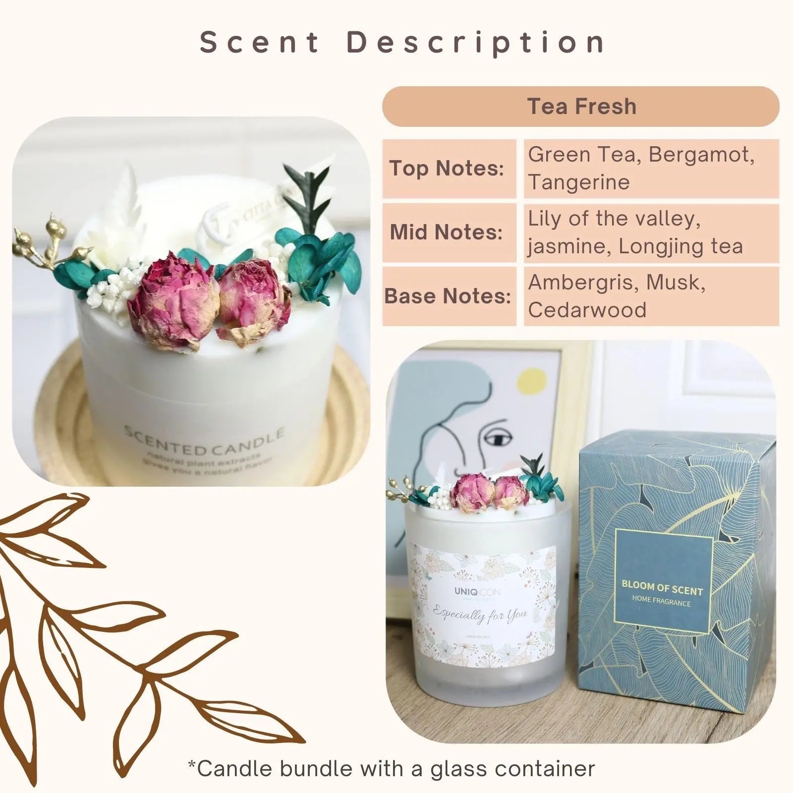 Natural Soy Scented Pillar Candles with Glass, Classic 10 oz Luxury Non Toxic White Bathroom Candle uniqicon Au supplements