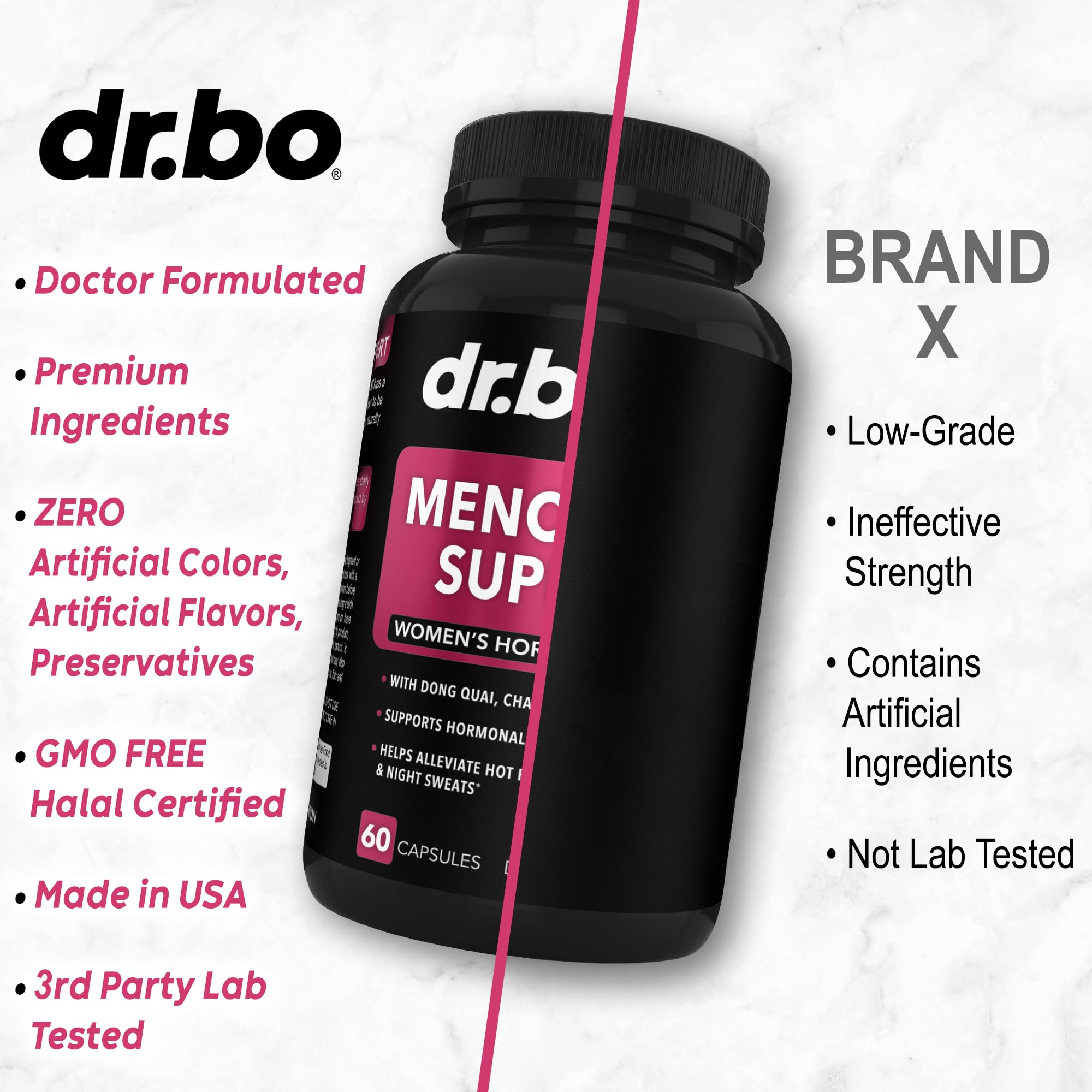 Menopause Supplements for Women Support Pills - Natural Menopause Relief for Hot Flashes, Night Sweats & Mood Swings with Dong Quai, Chasteberry & Black Cohosh - Hormone Balance for Women Supplement DR. BO Au supplements